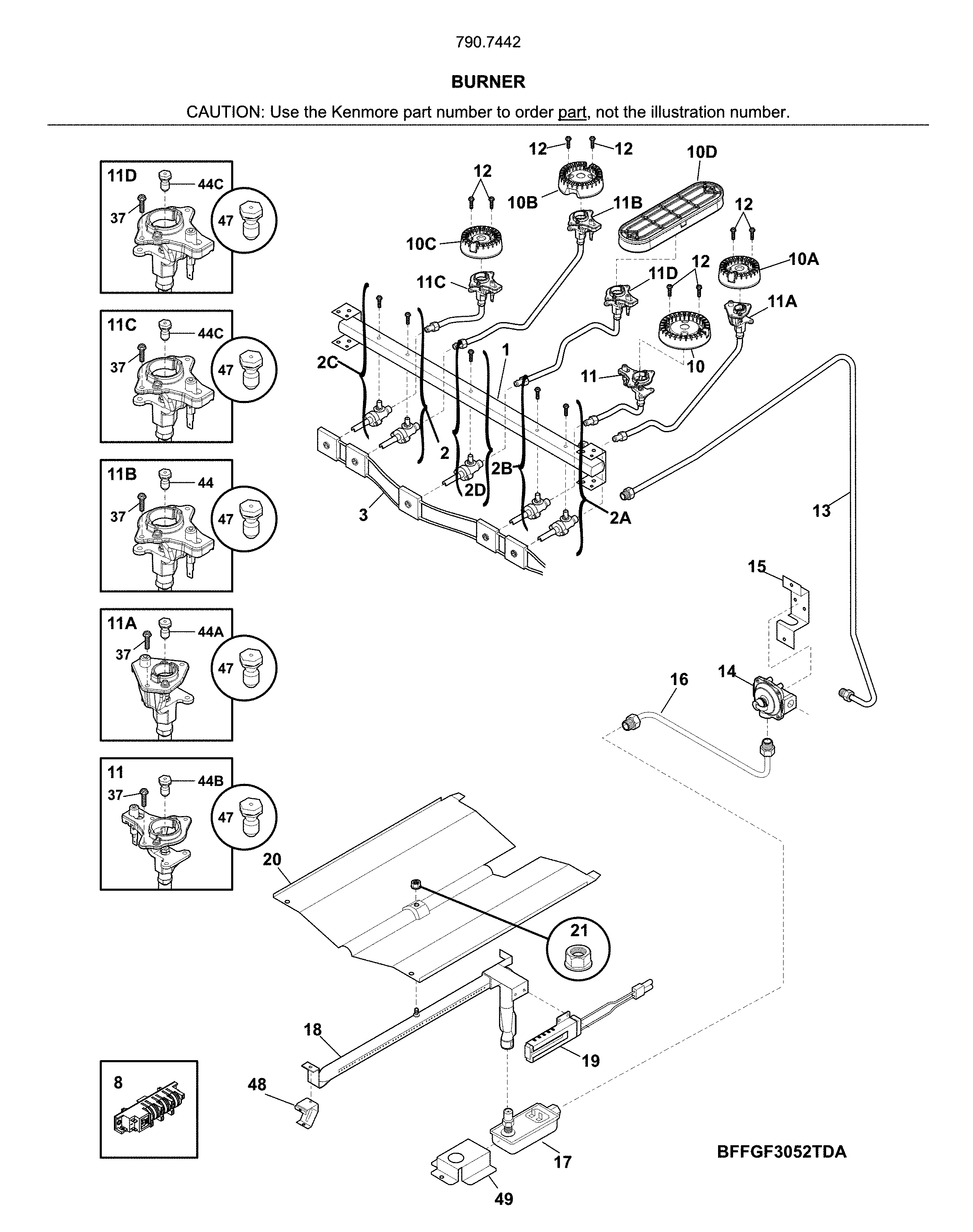 Kenmore 79074429810 burner diagram