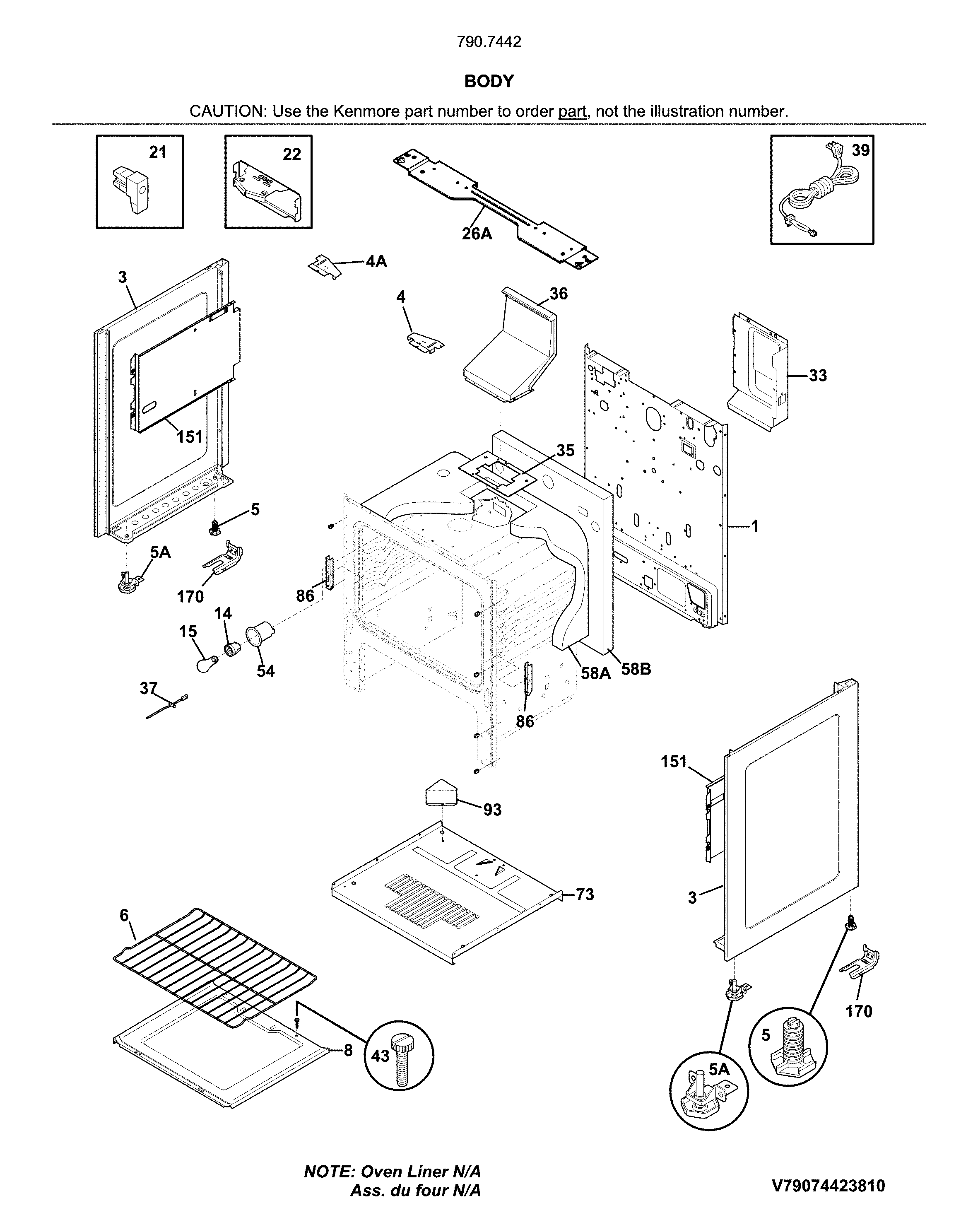 Kenmore 79074429810 body diagram