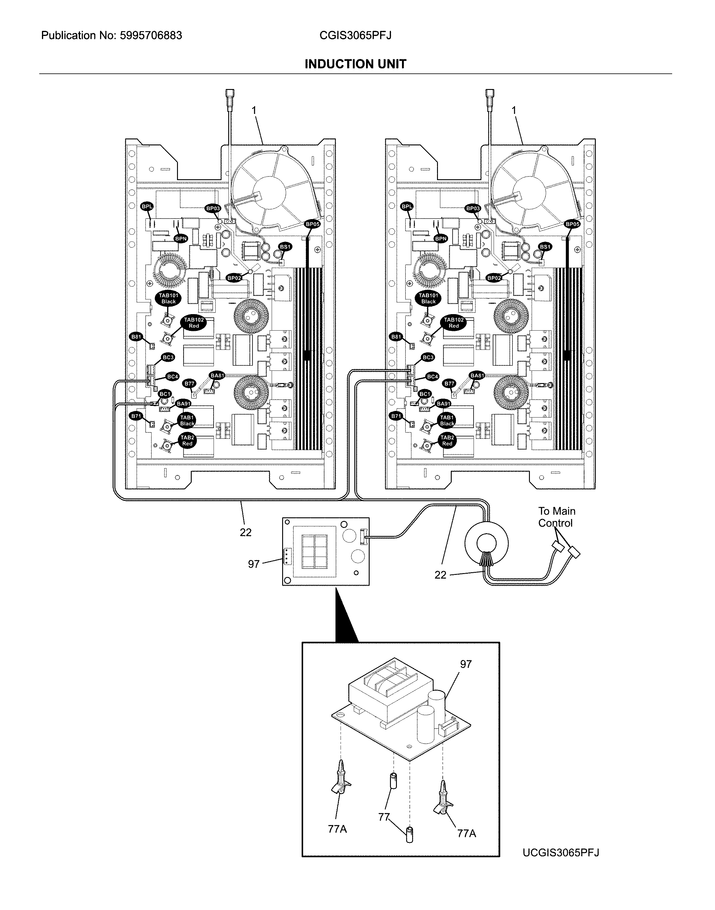 Frigidaire CGIS3065PFJ induction unit diagram