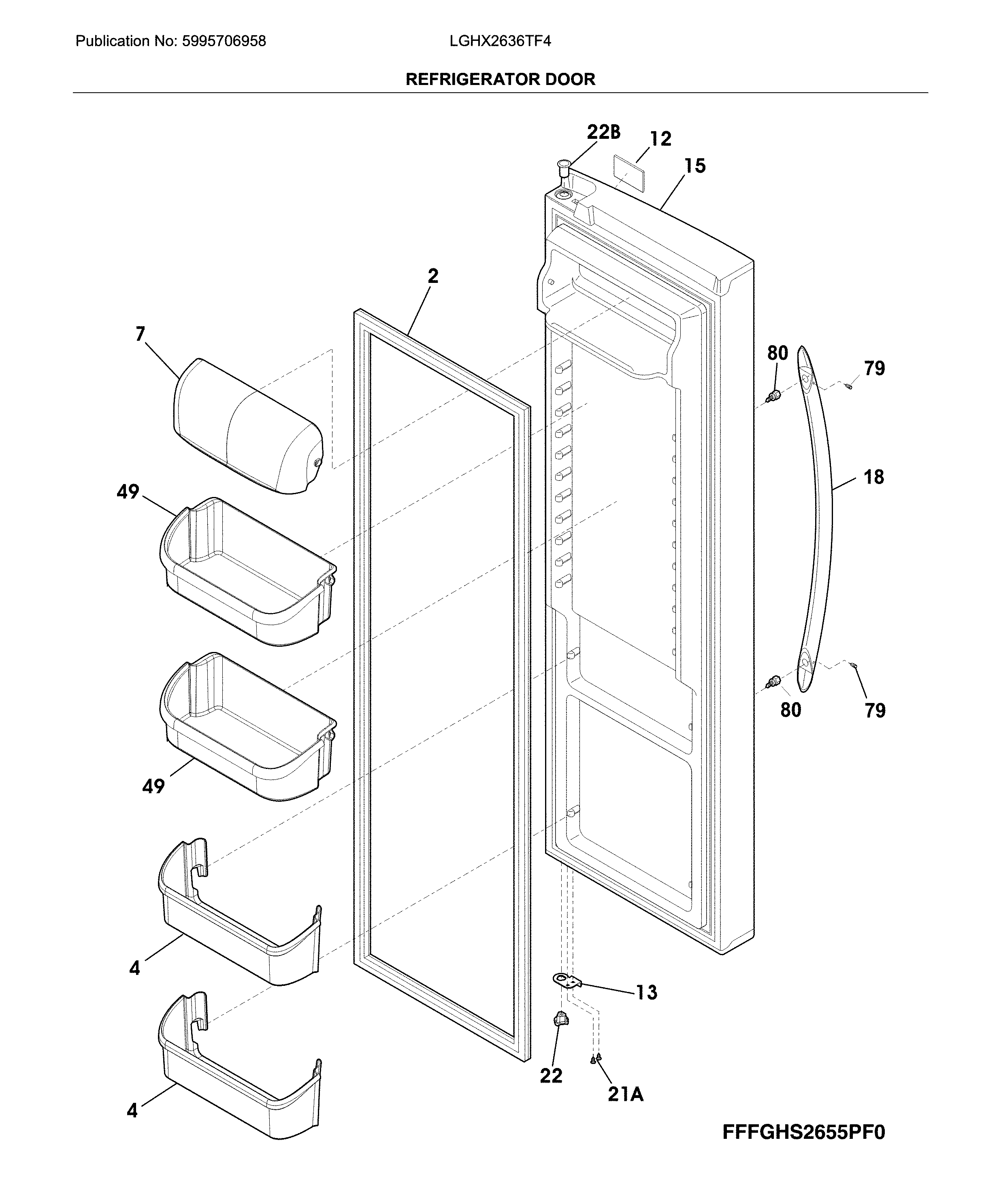 Frigidaire LGHX2636TF4 refrigerator door diagram