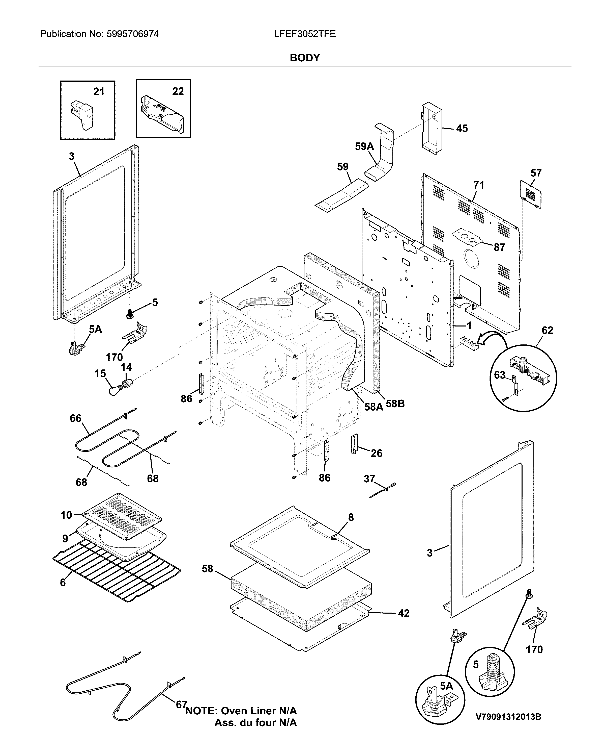 Frigidaire LFEF3052TFE body diagram