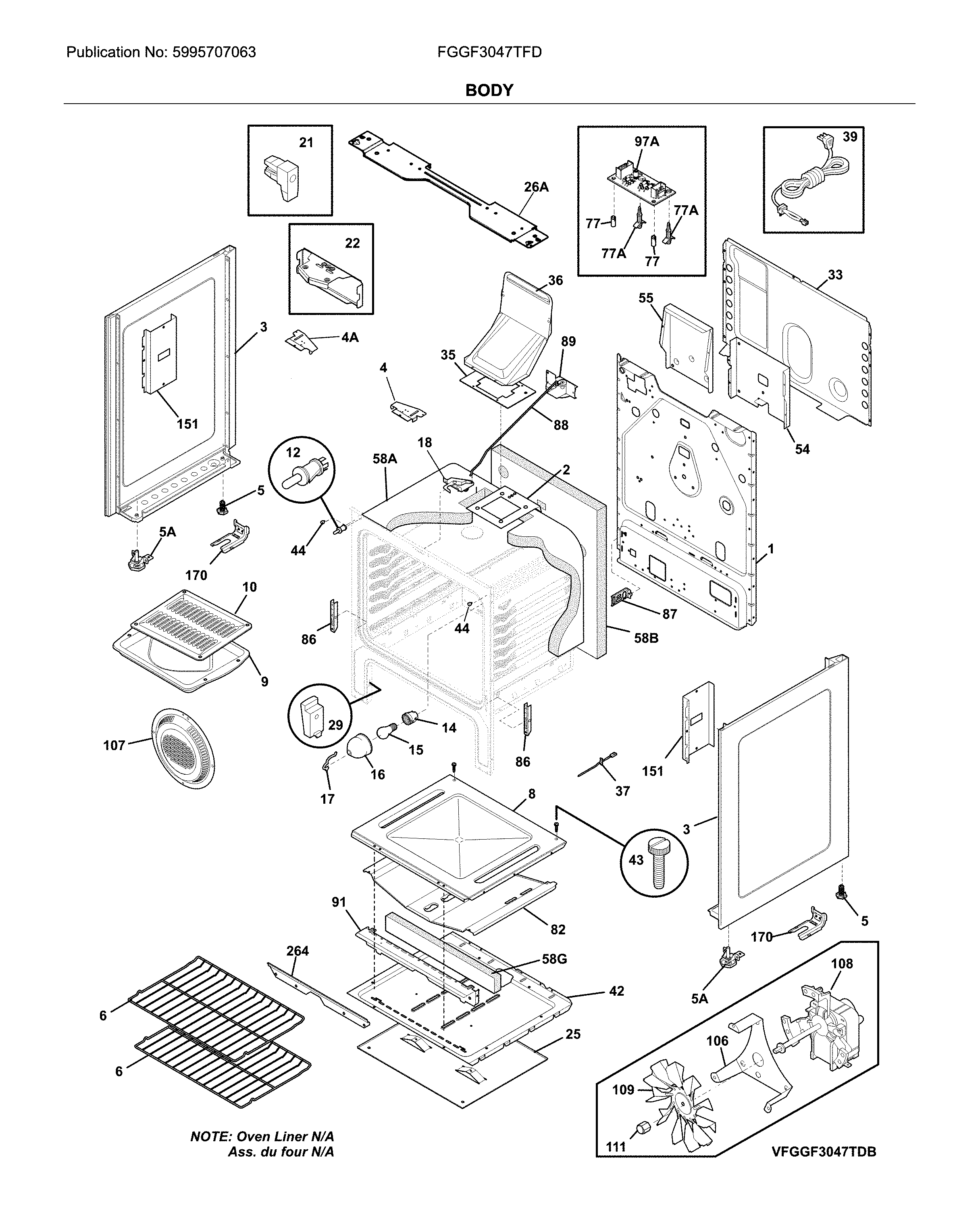 Frigidaire FGGF3047TFD body diagram