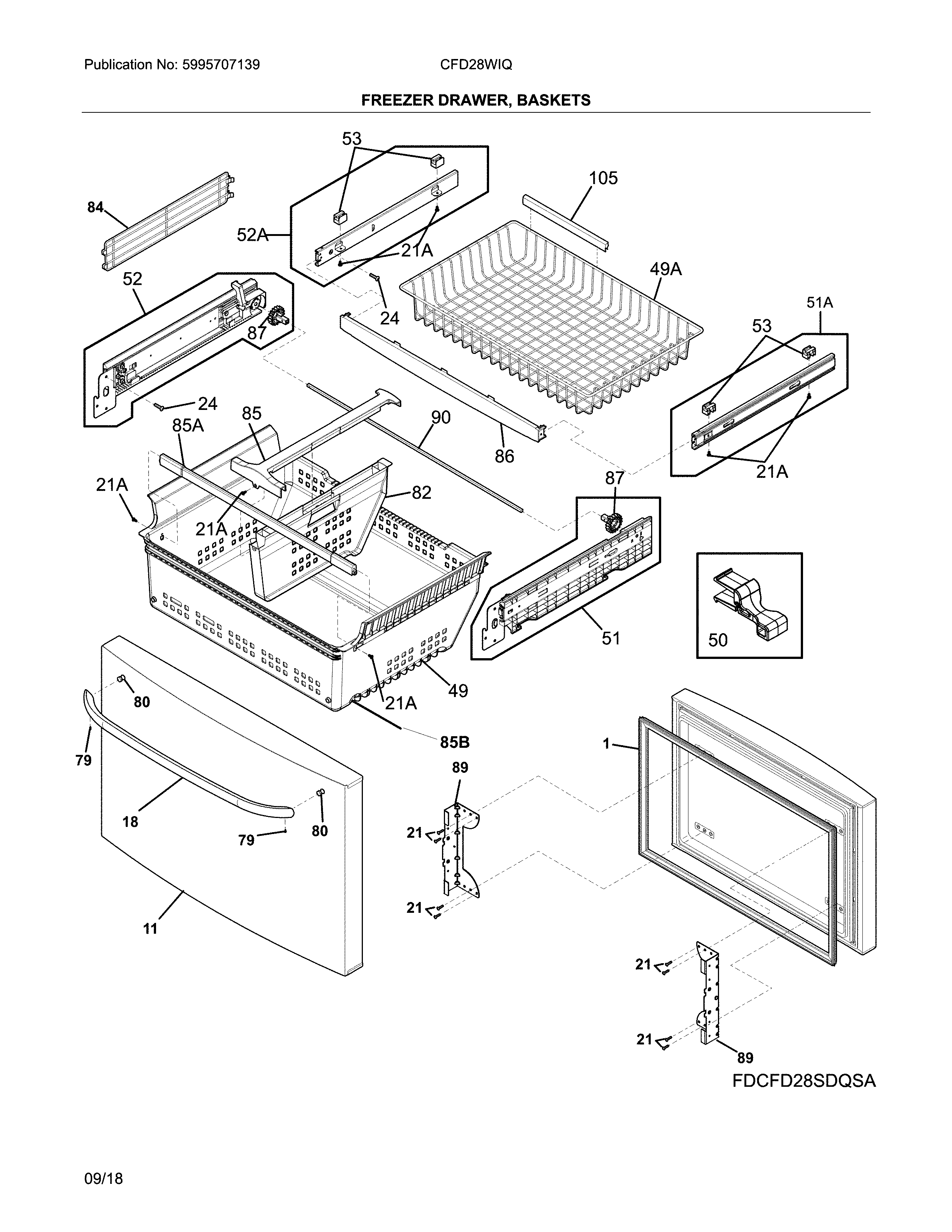 Crosley CFD28WIQBF freezer door diagram