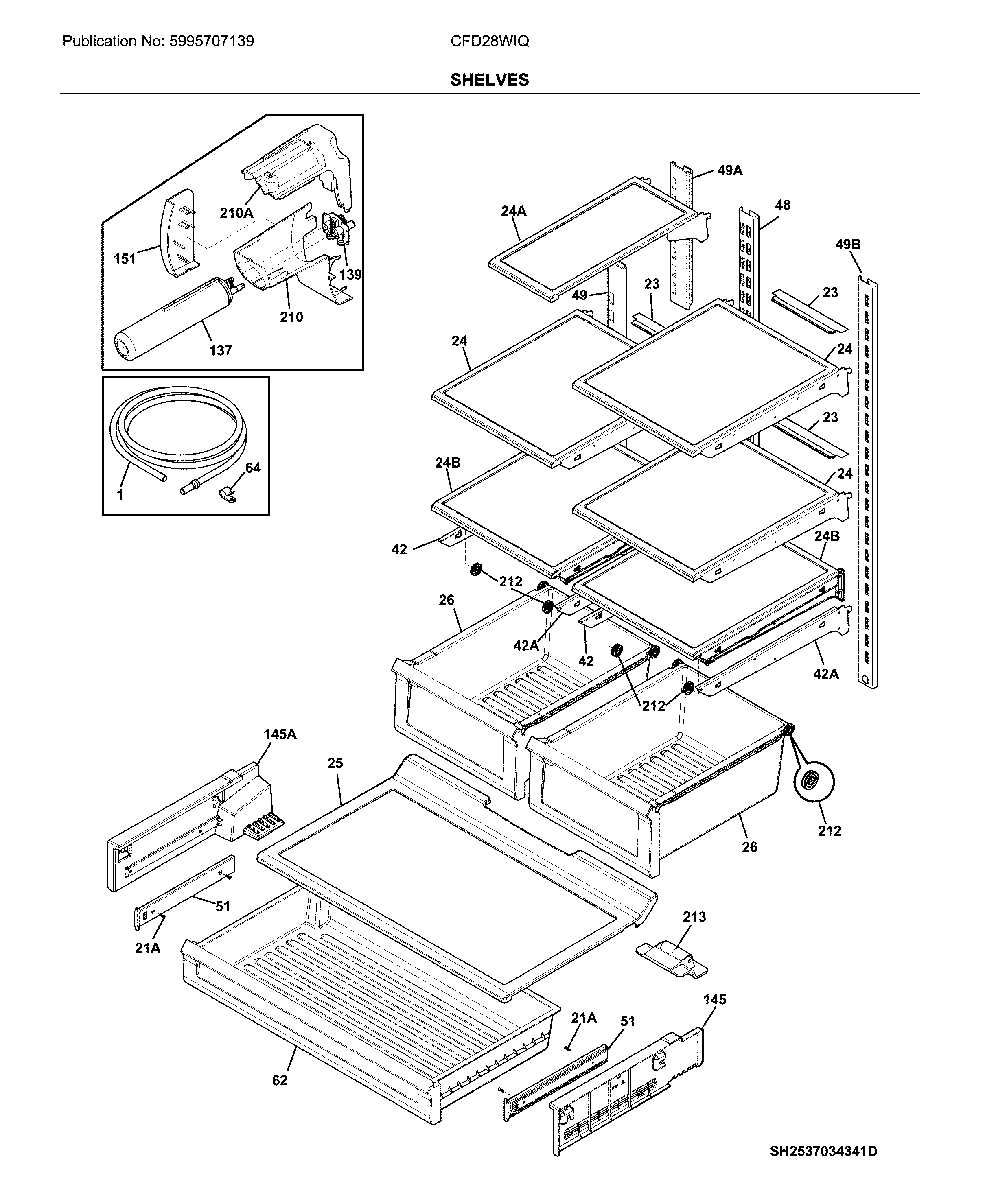 Crosley CFD28WIQBF shelves diagram
