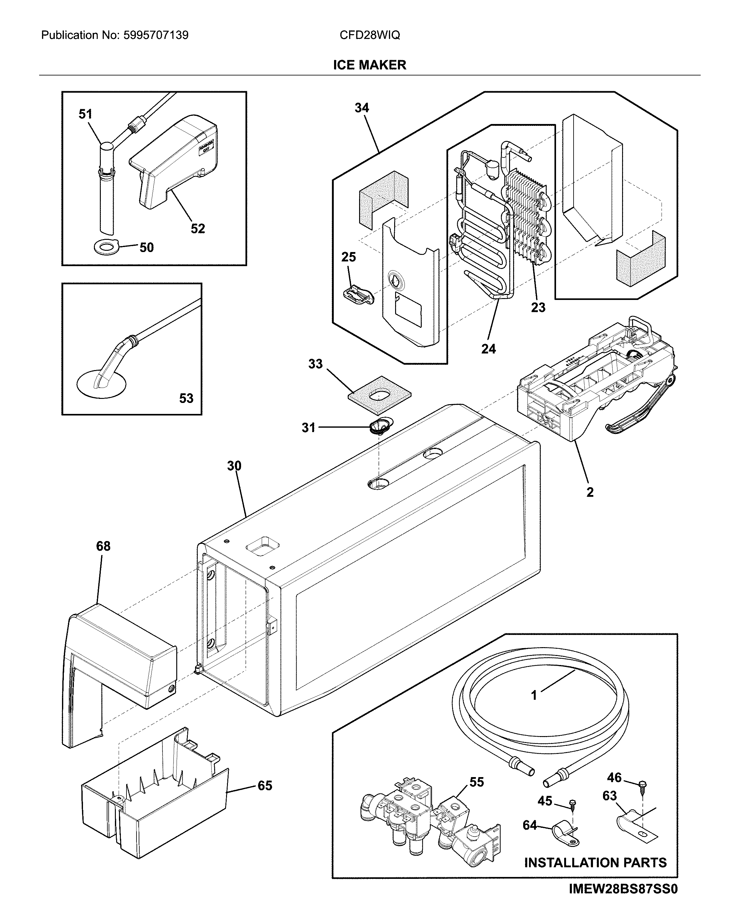 Crosley CFD28WIQBF ice maker diagram