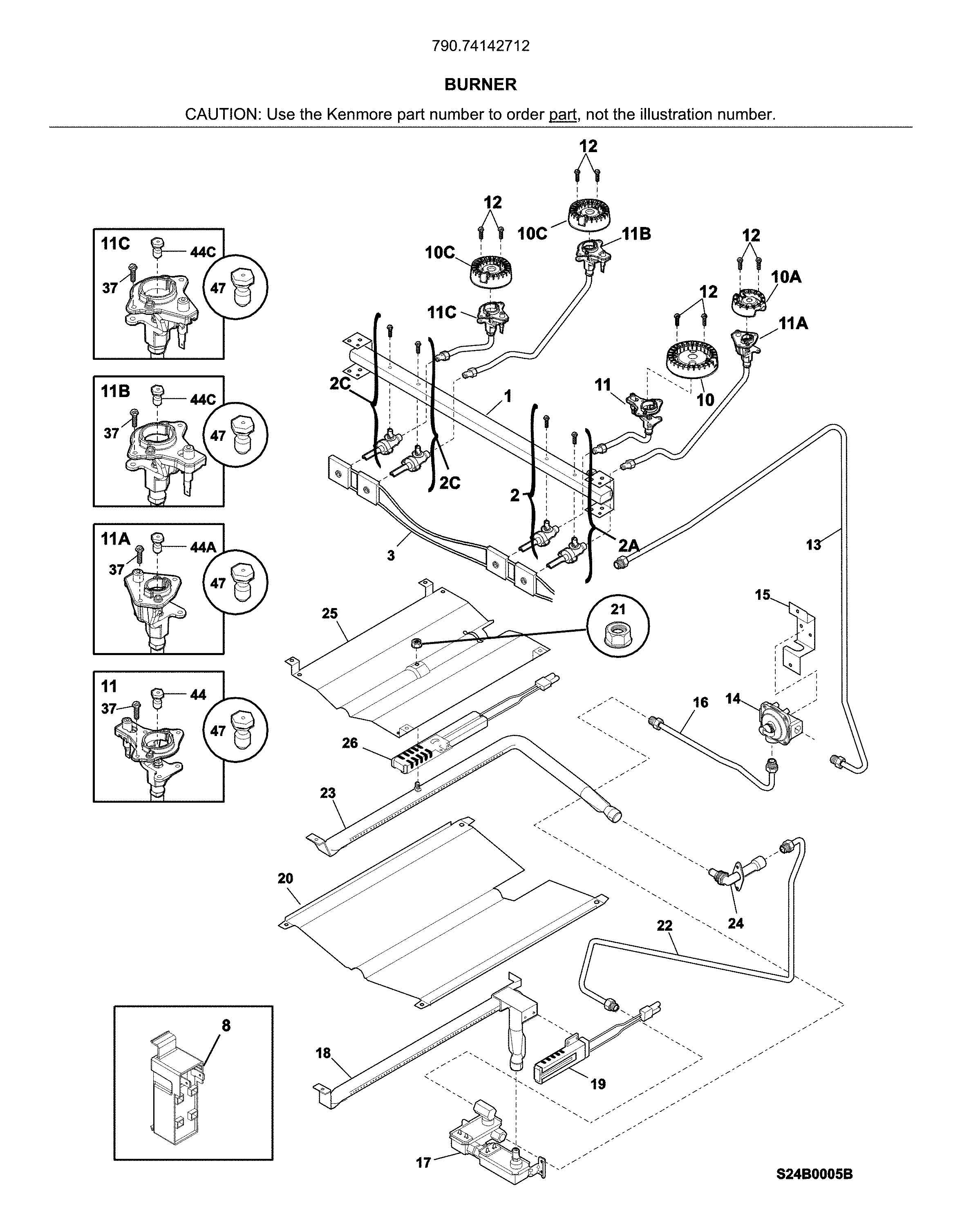 Kenmore 79074142712 burner diagram