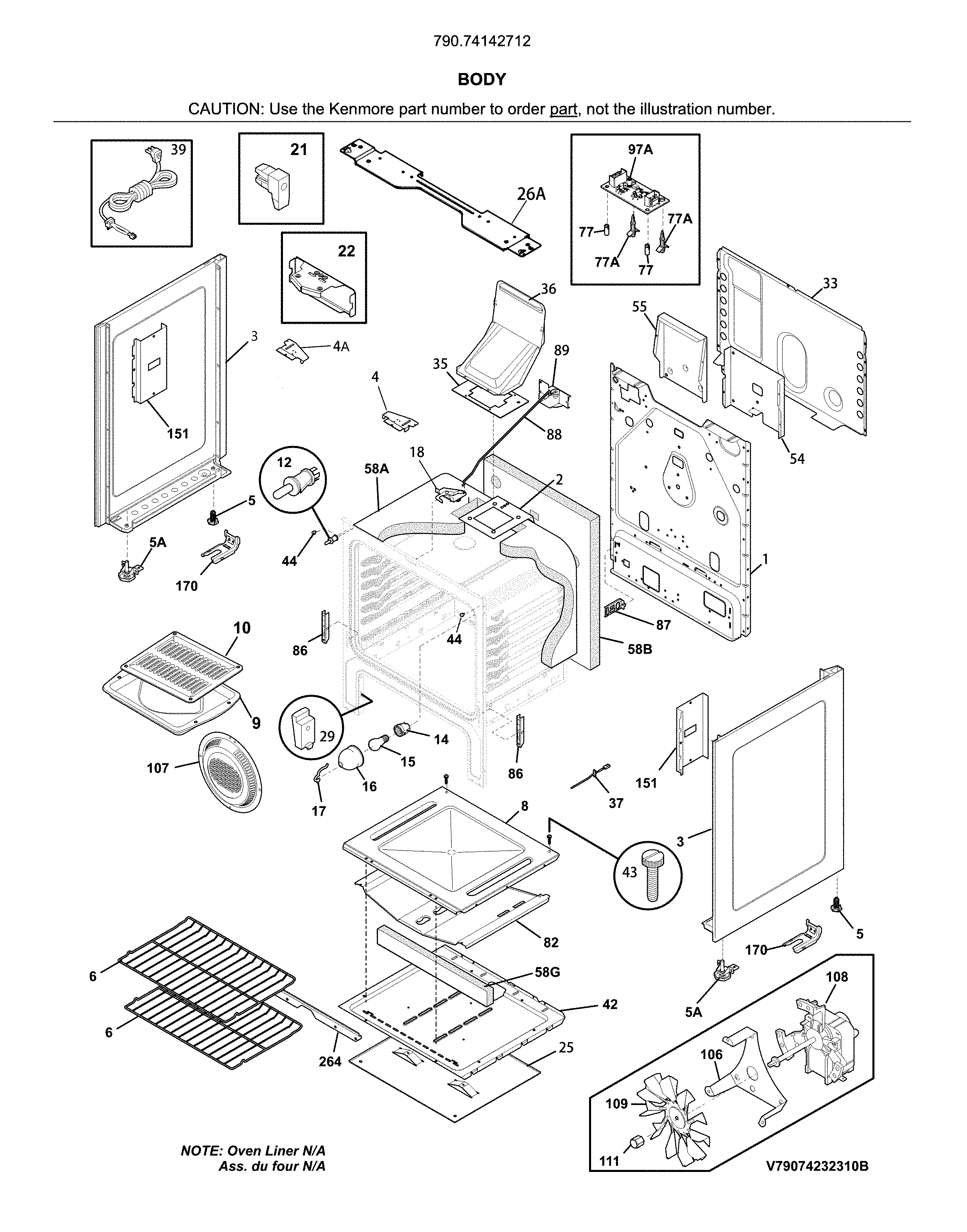 Kenmore 79074142712 body diagram