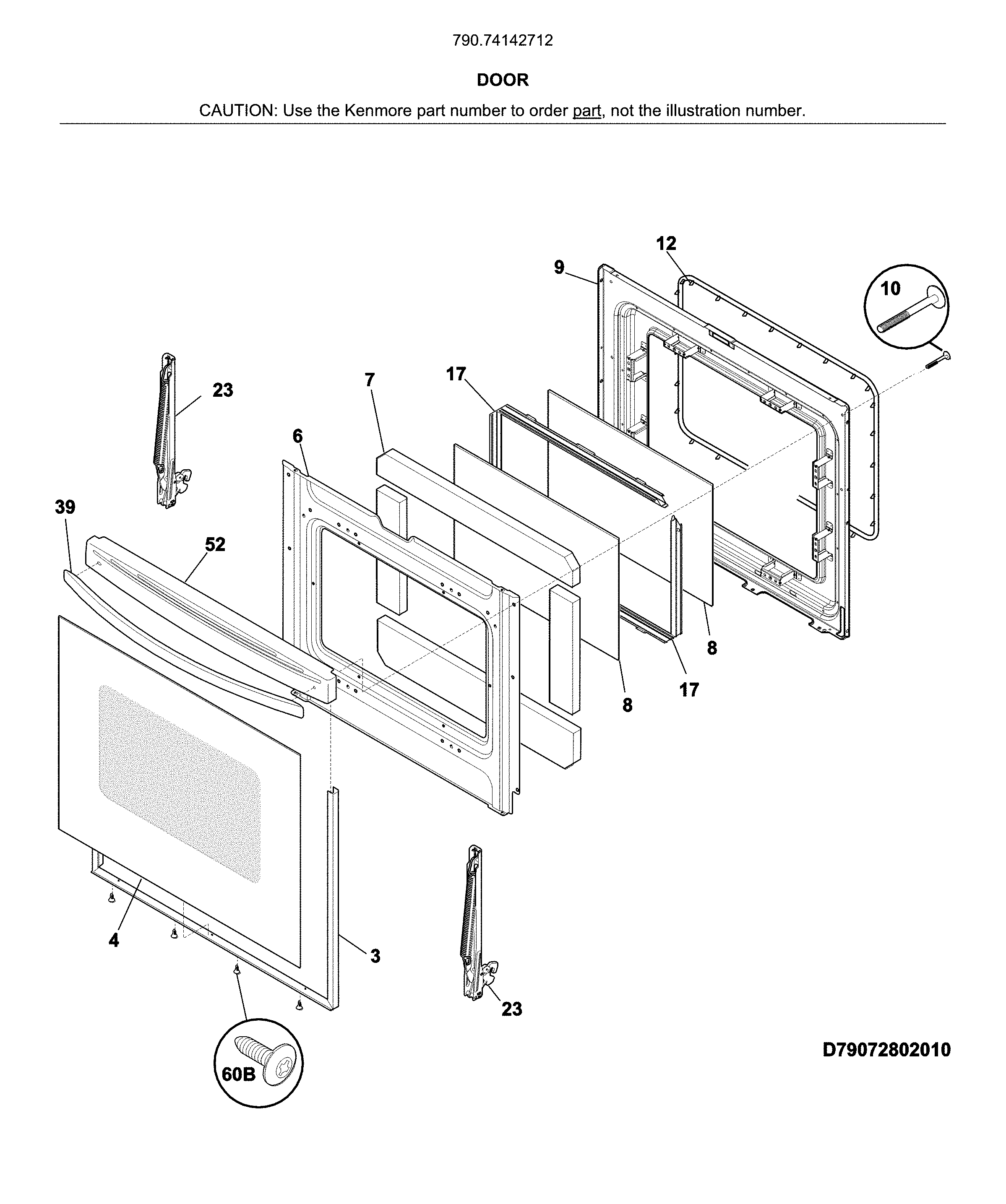 Kenmore 79074142712 door diagram