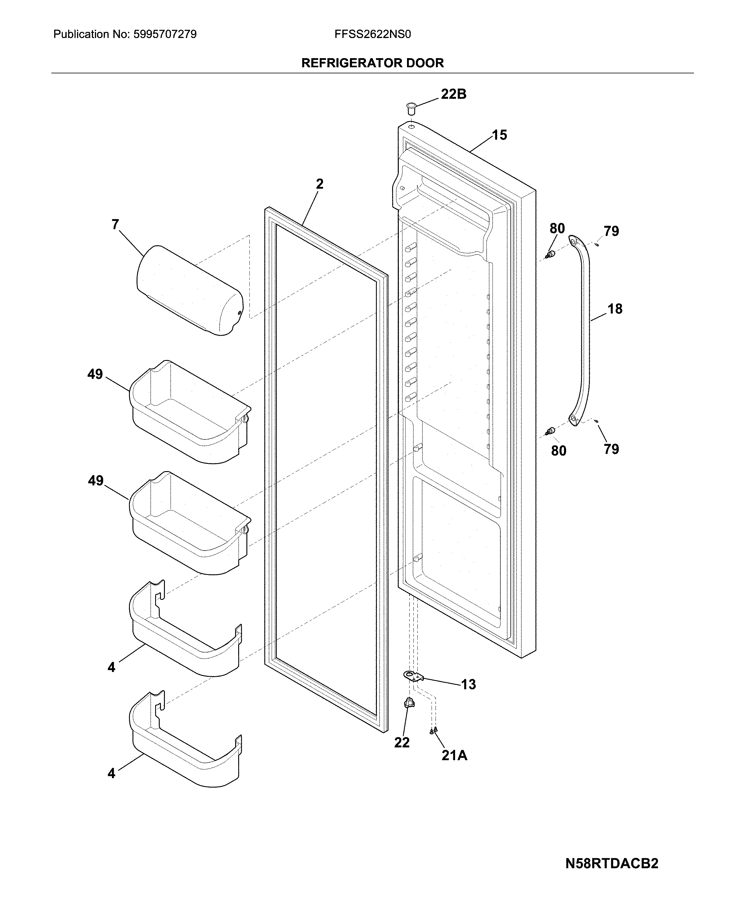 Frigidaire FFSS2622NS0 refrigerator door diagram