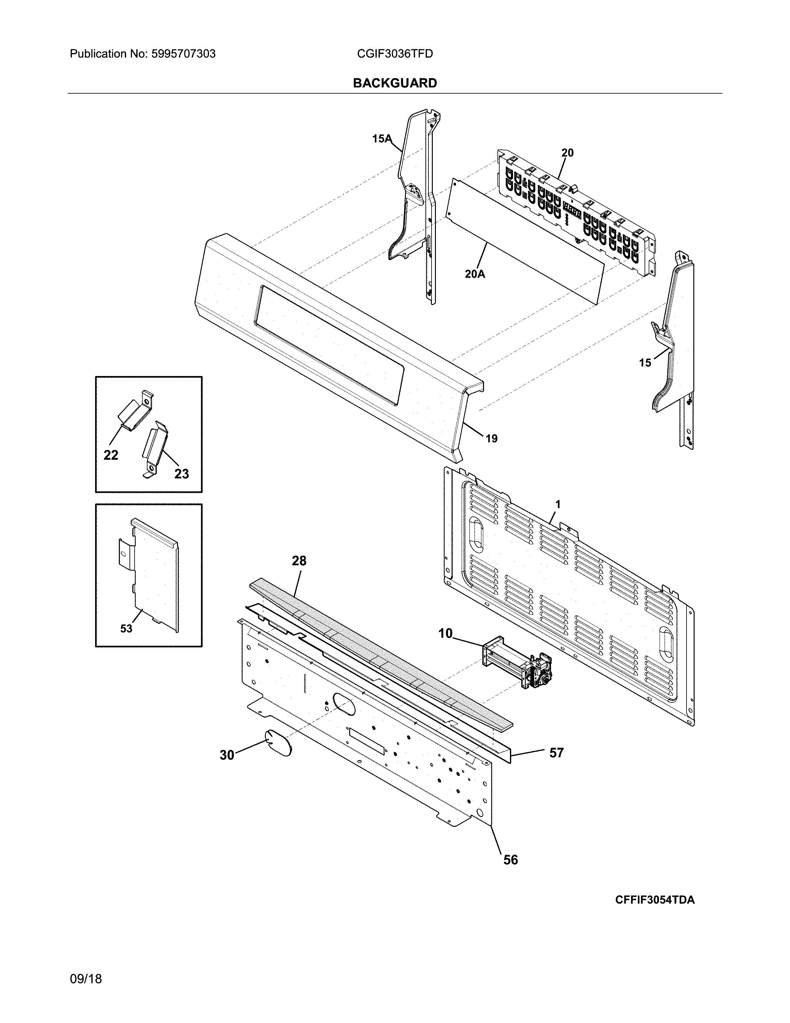 Frigidaire CGIF3036TFD backguard diagram