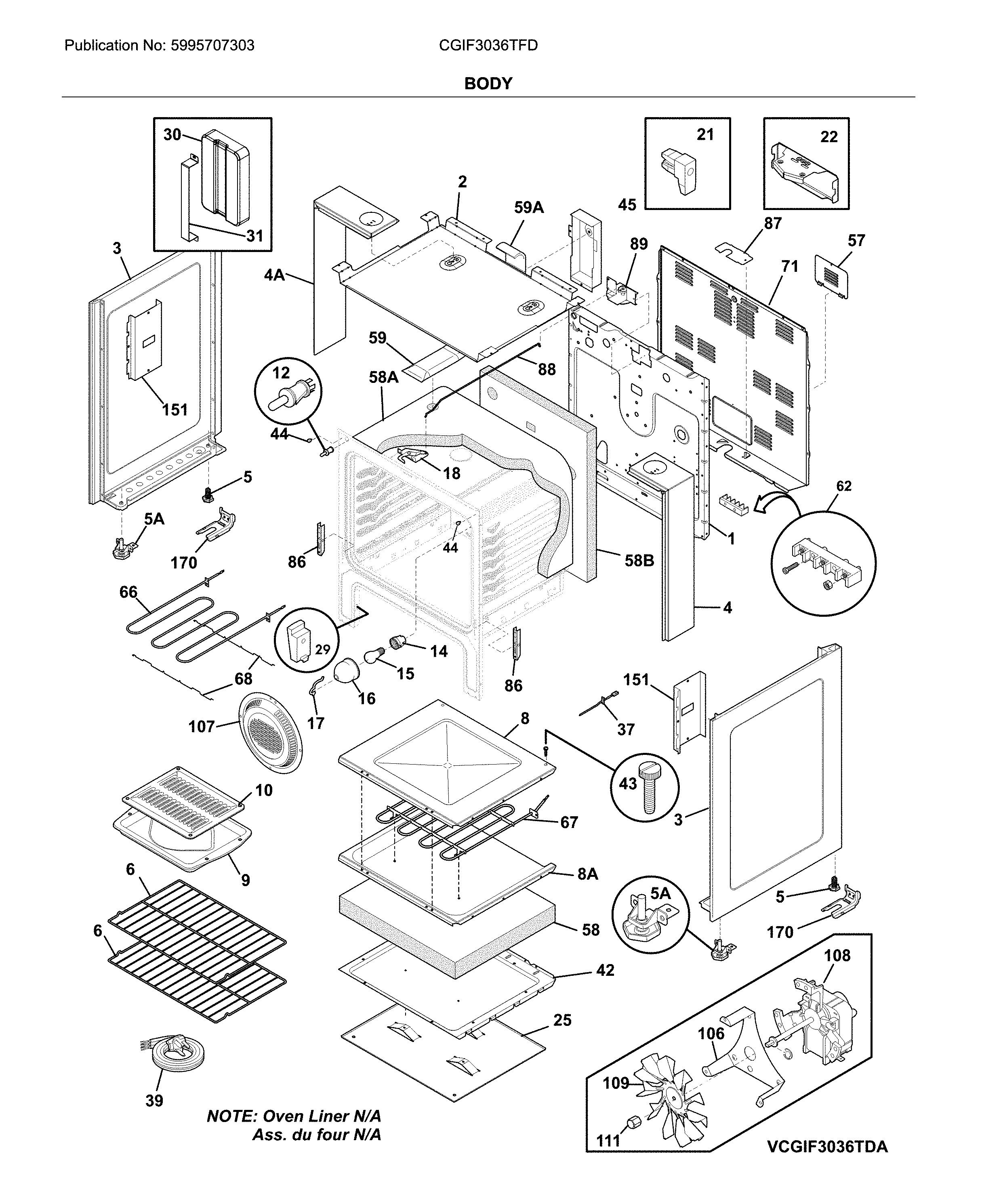 Frigidaire CGIF3036TFD body diagram