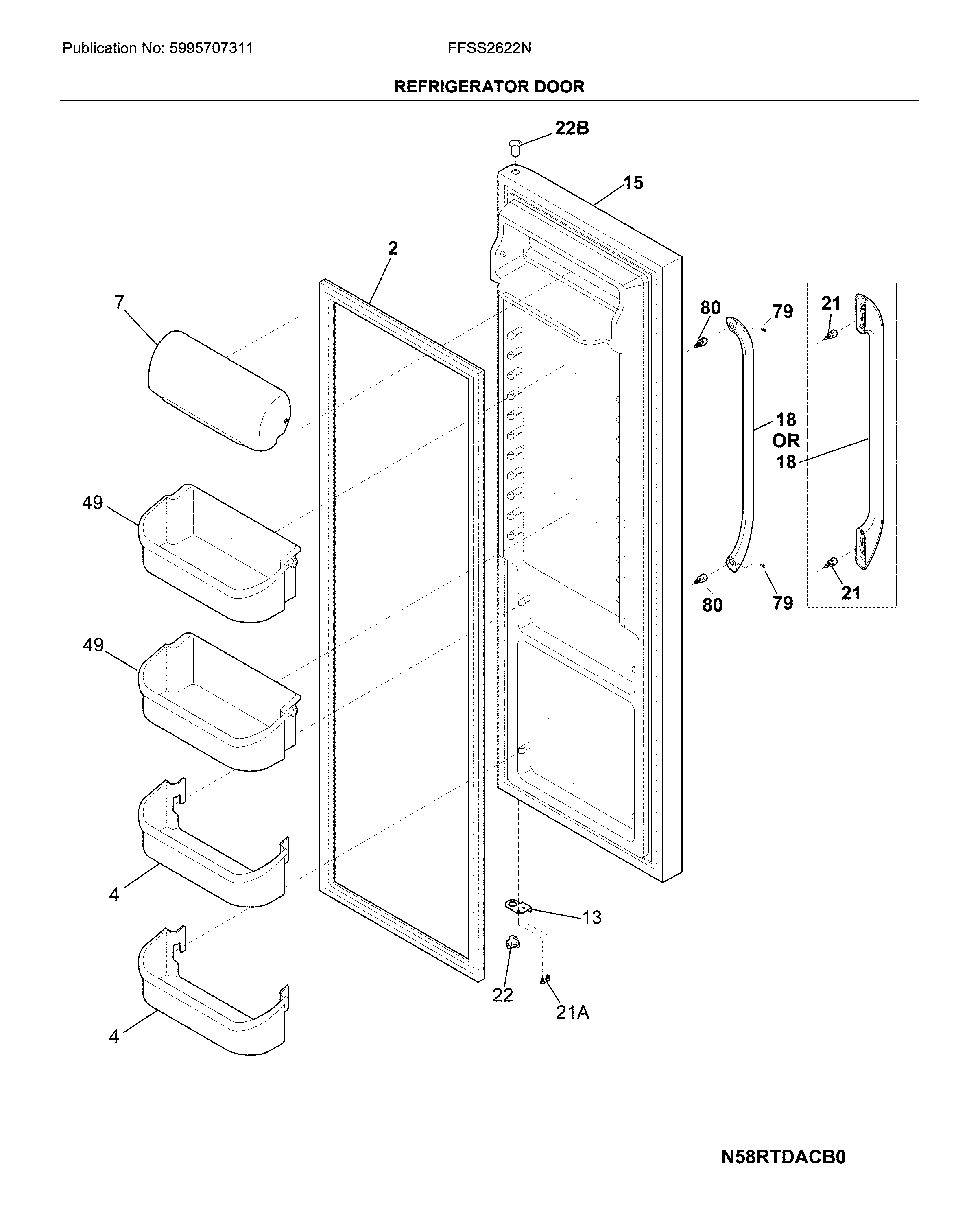 Frigidaire FFSS2622NW2 refrigerator door diagram