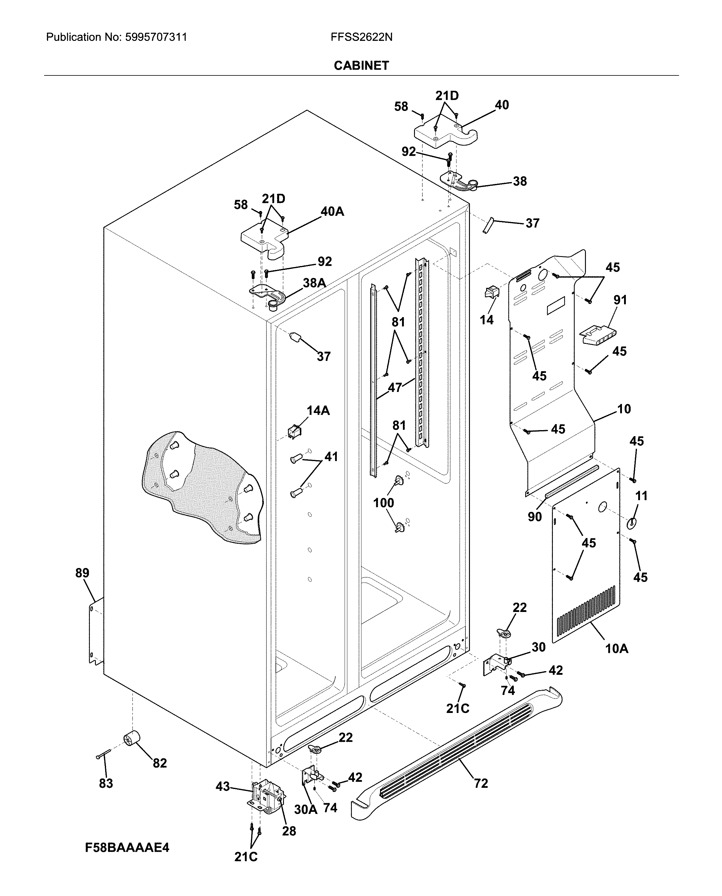 Frigidaire FFSS2622NW2 cabinet diagram