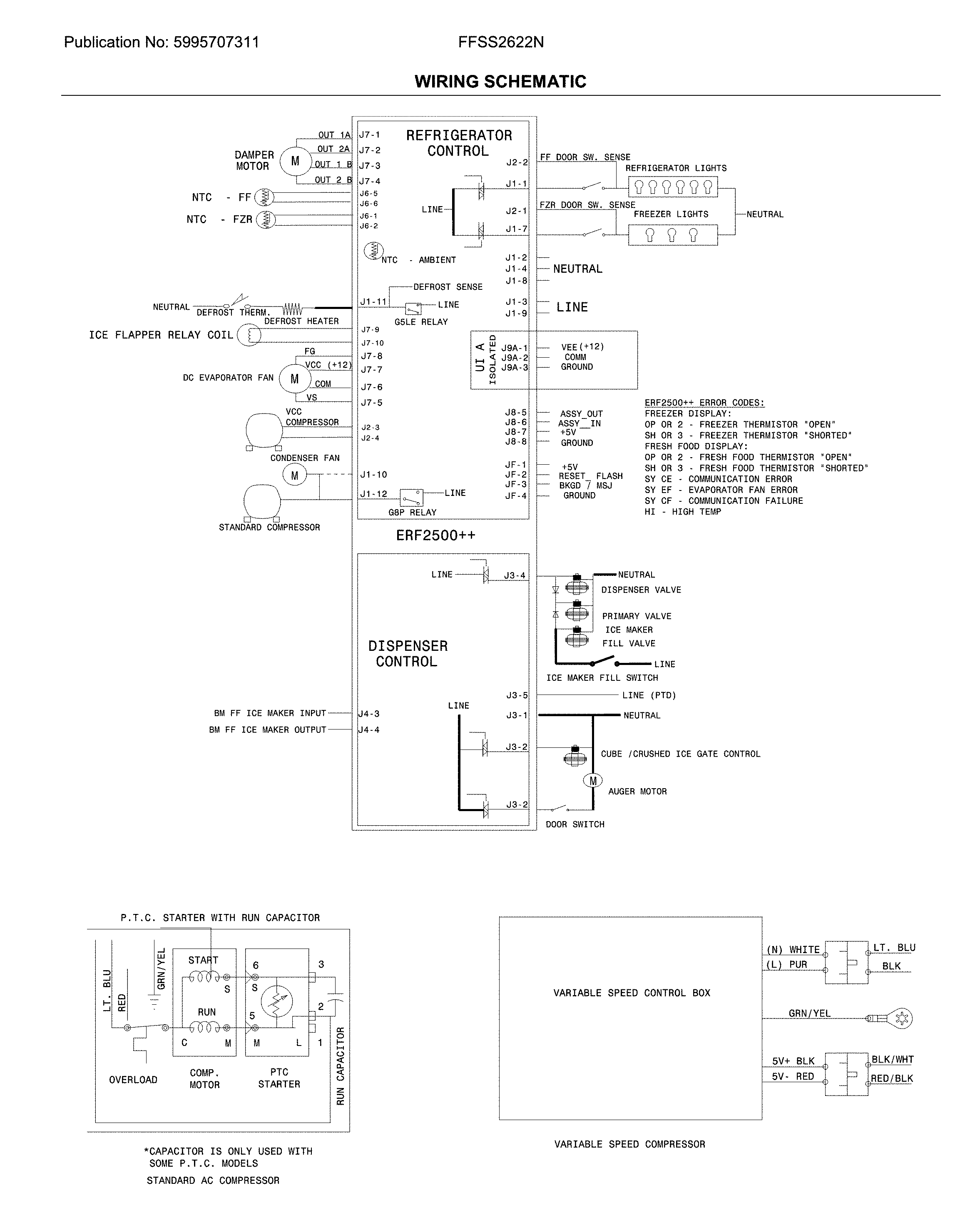 Frigidaire FFSS2622NW2 wiring schematic diagram