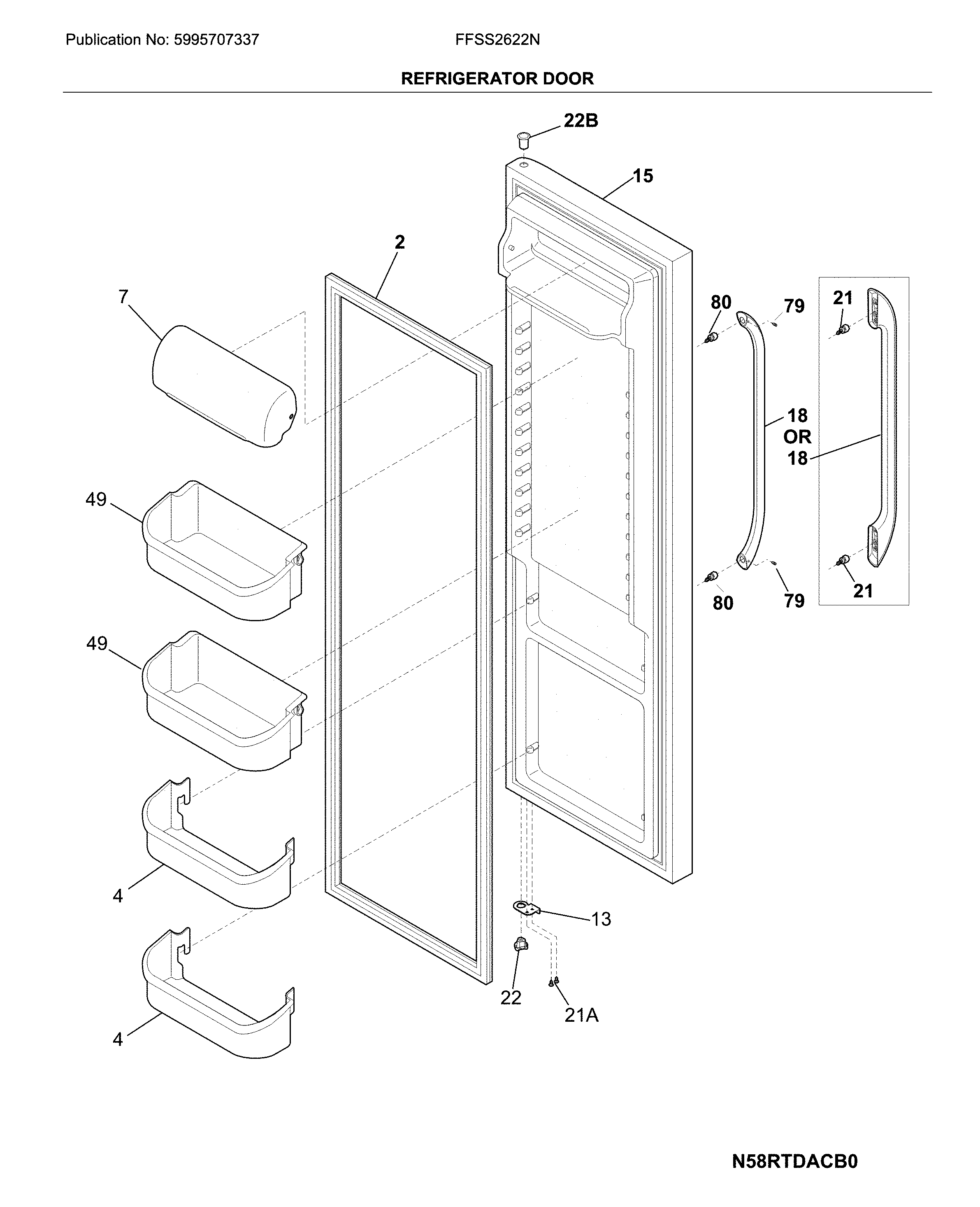 Frigidaire FFSS2622NW3 refrigerator door diagram