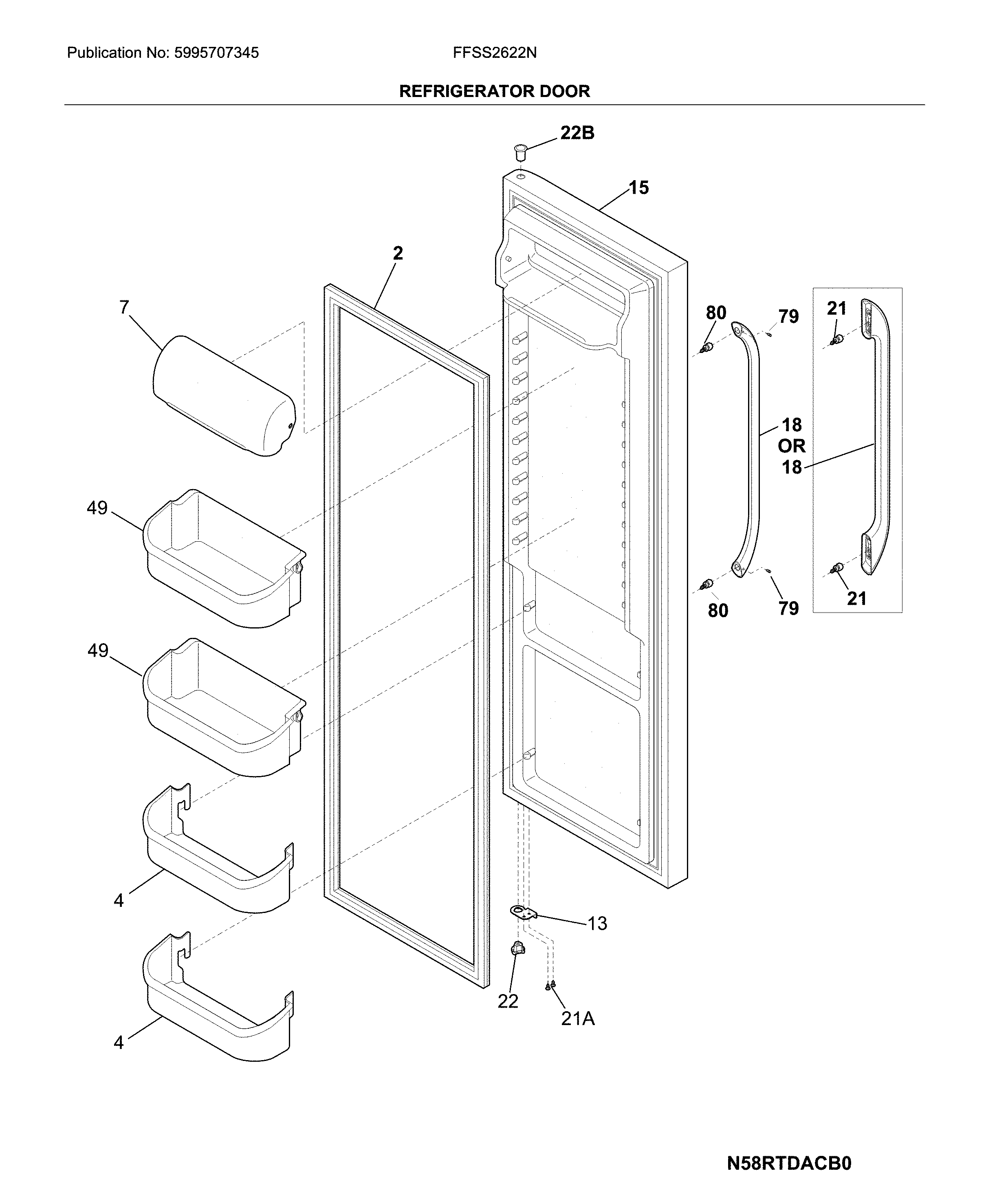 Frigidaire FFSS2622NW4 refrigerator door diagram