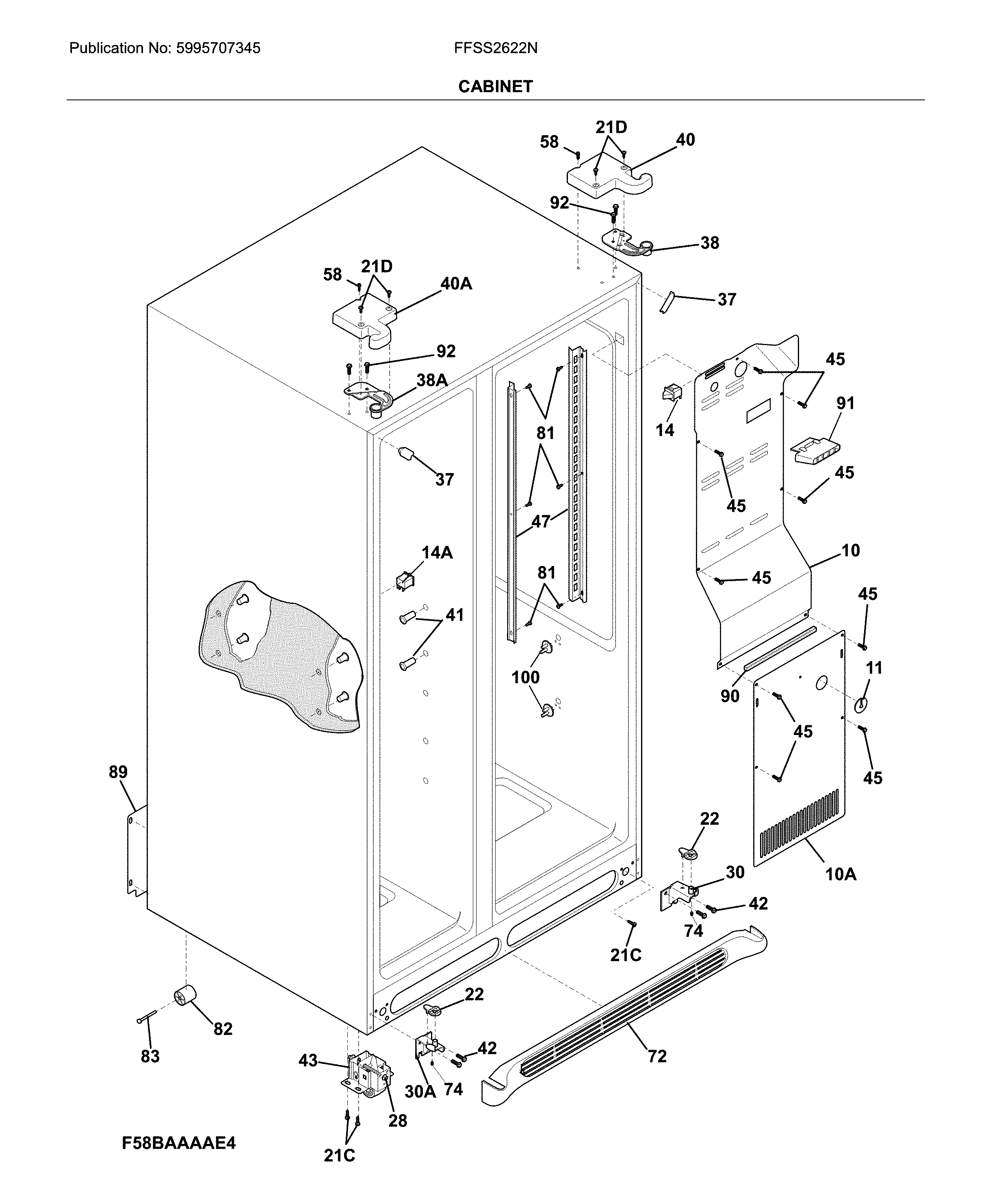 Frigidaire FFSS2622NW4 cabinet diagram