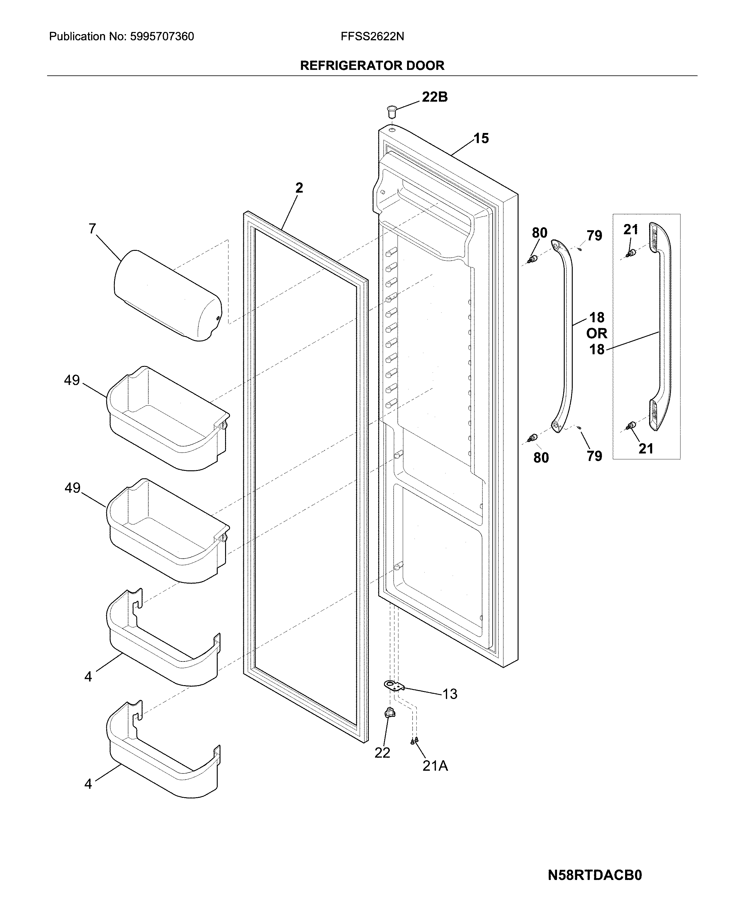 Frigidaire FFSS2622NS5 refrigerator door diagram