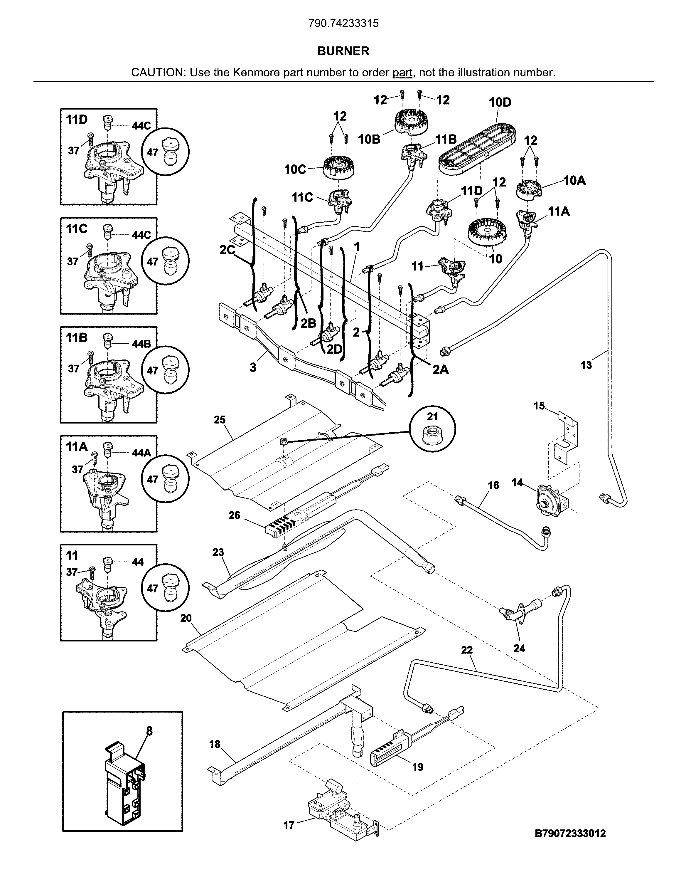 Kenmore 79074233315 burner diagram