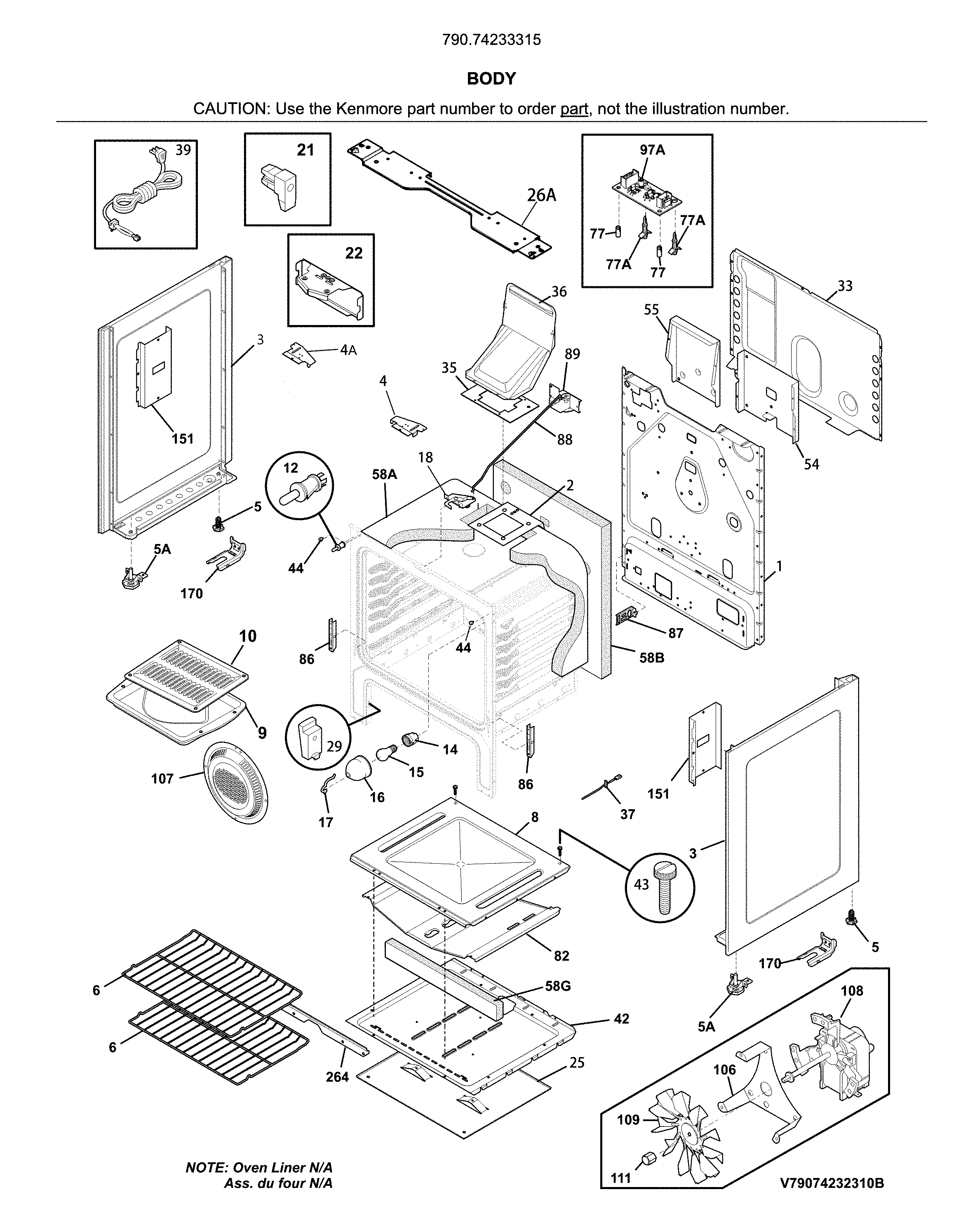 Kenmore 79074233315 body diagram