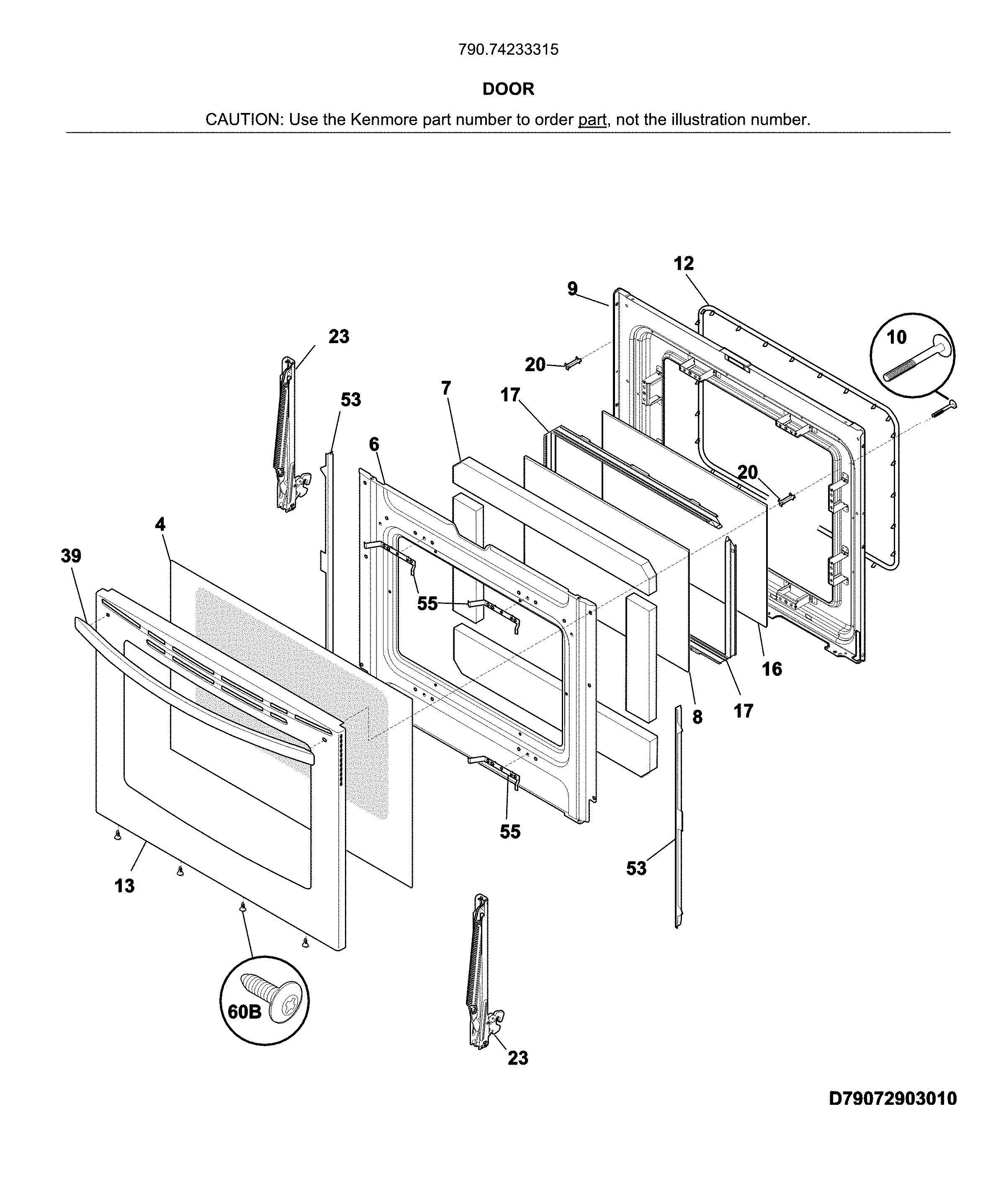 Kenmore 79074233315 door diagram