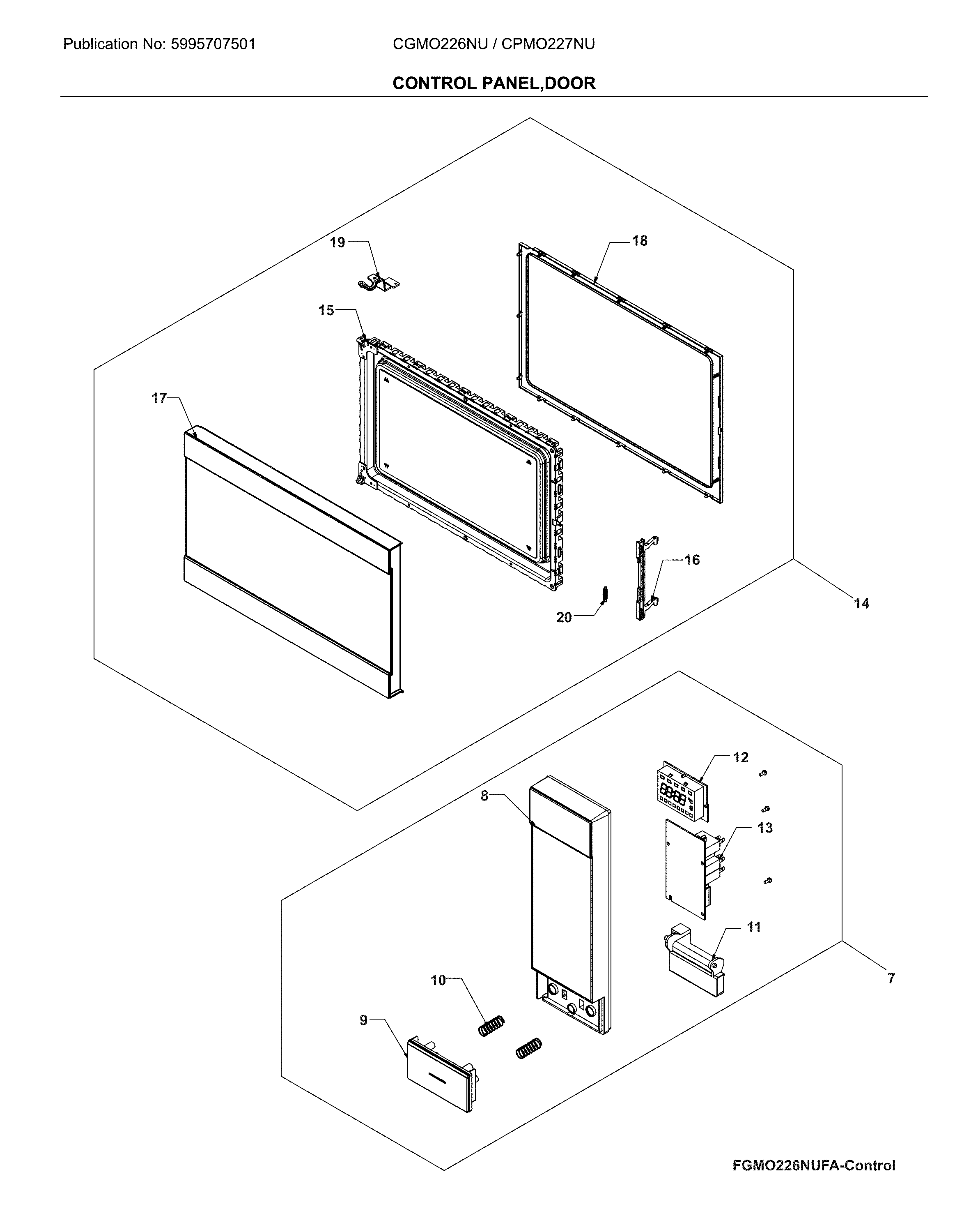 Frigidaire CGMO226NUFA control panel,door diagram