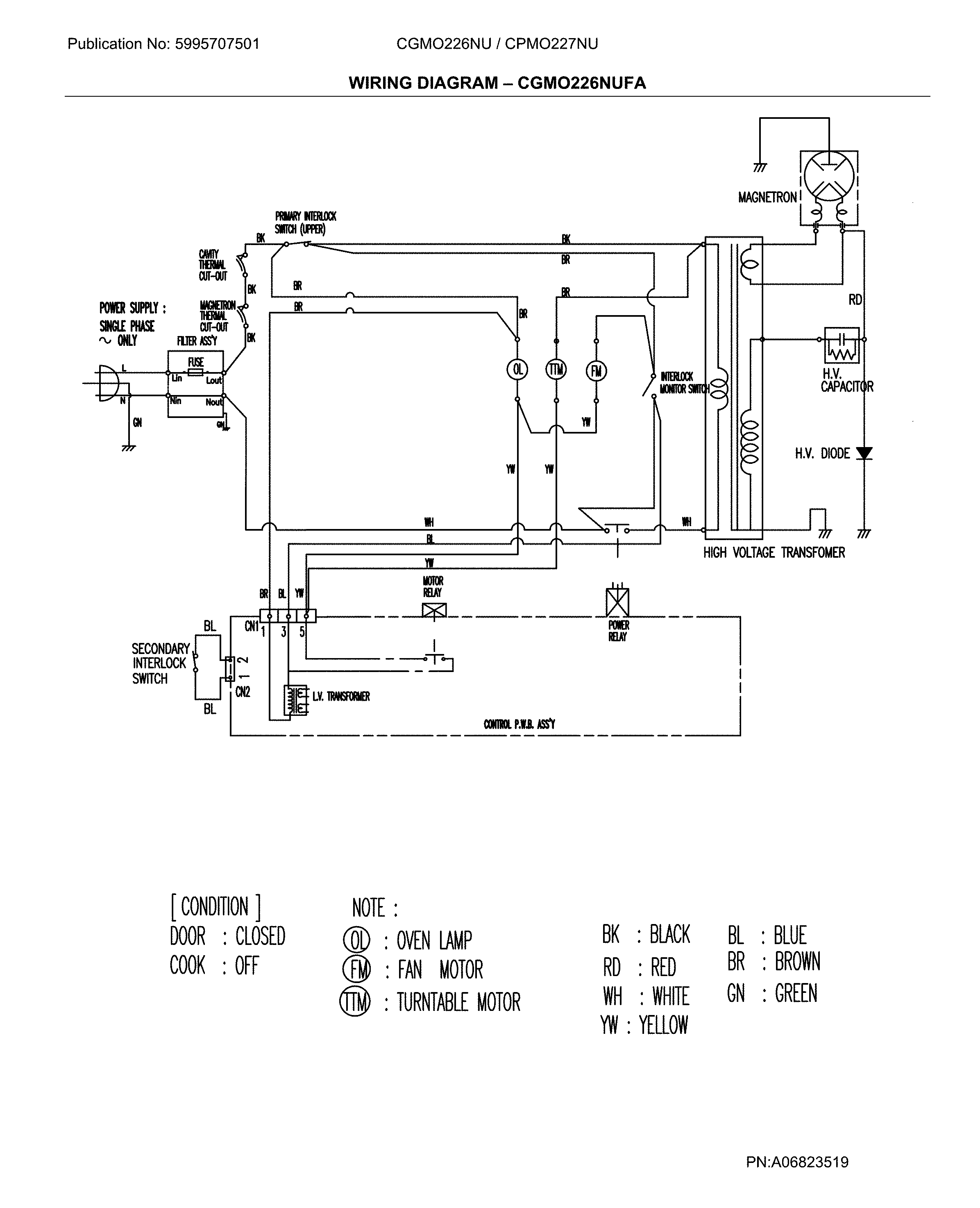 Frigidaire CGMO226NUFA wiring diagram diagram