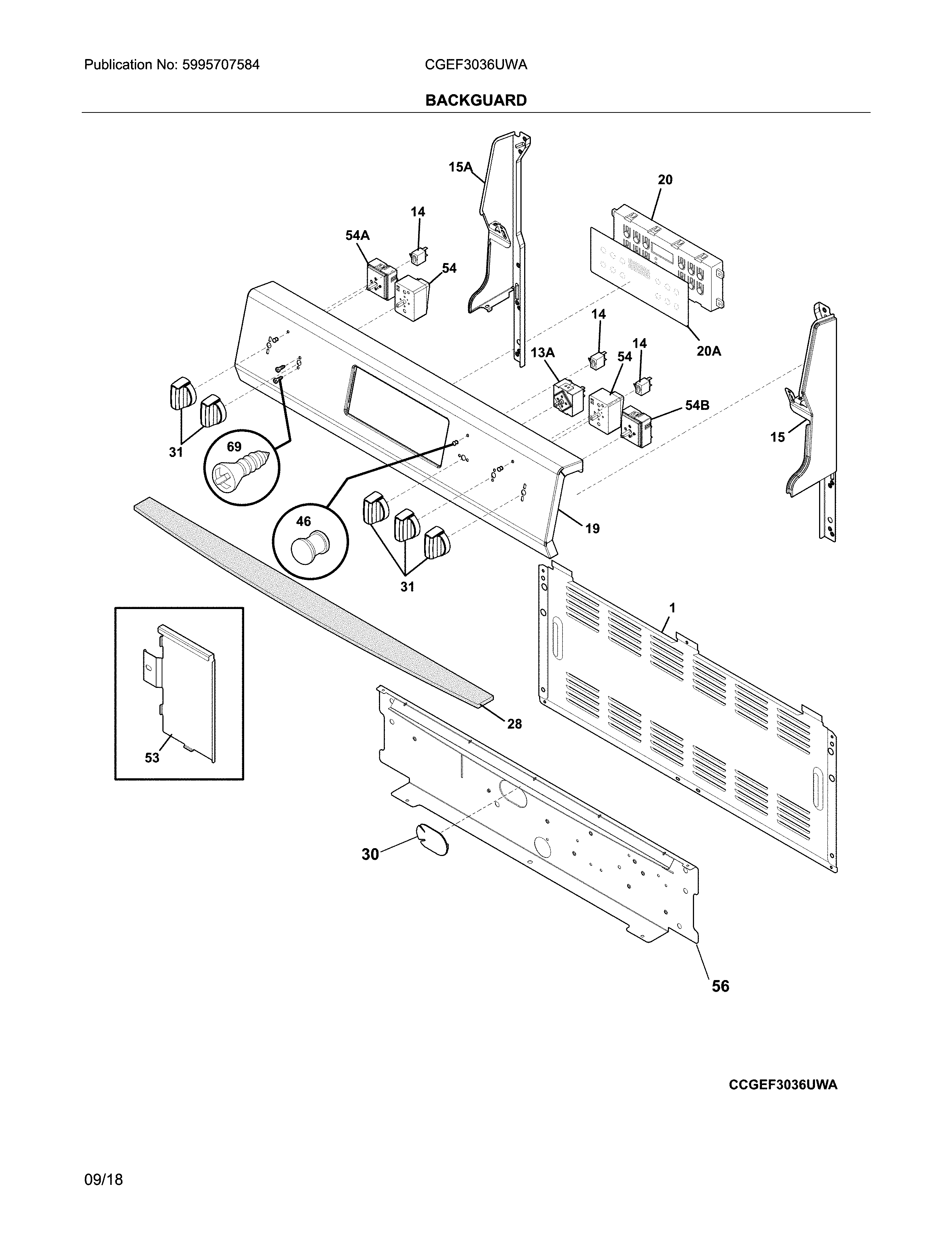 Frigidaire CGEF3036UWA backguard diagram