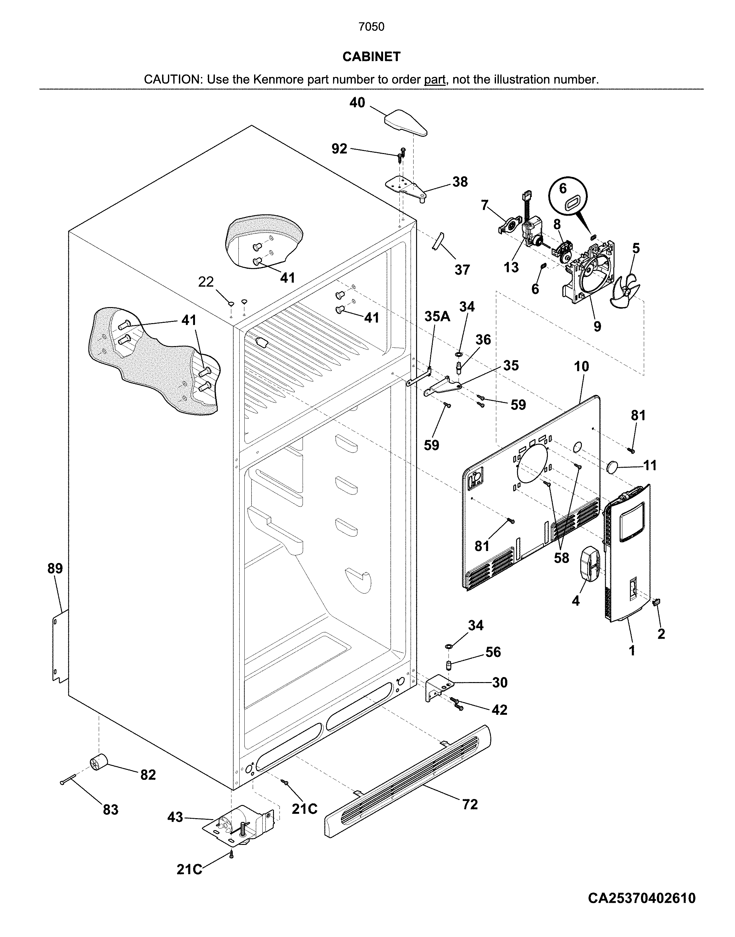 Kenmore 25370505618 cabinet diagram