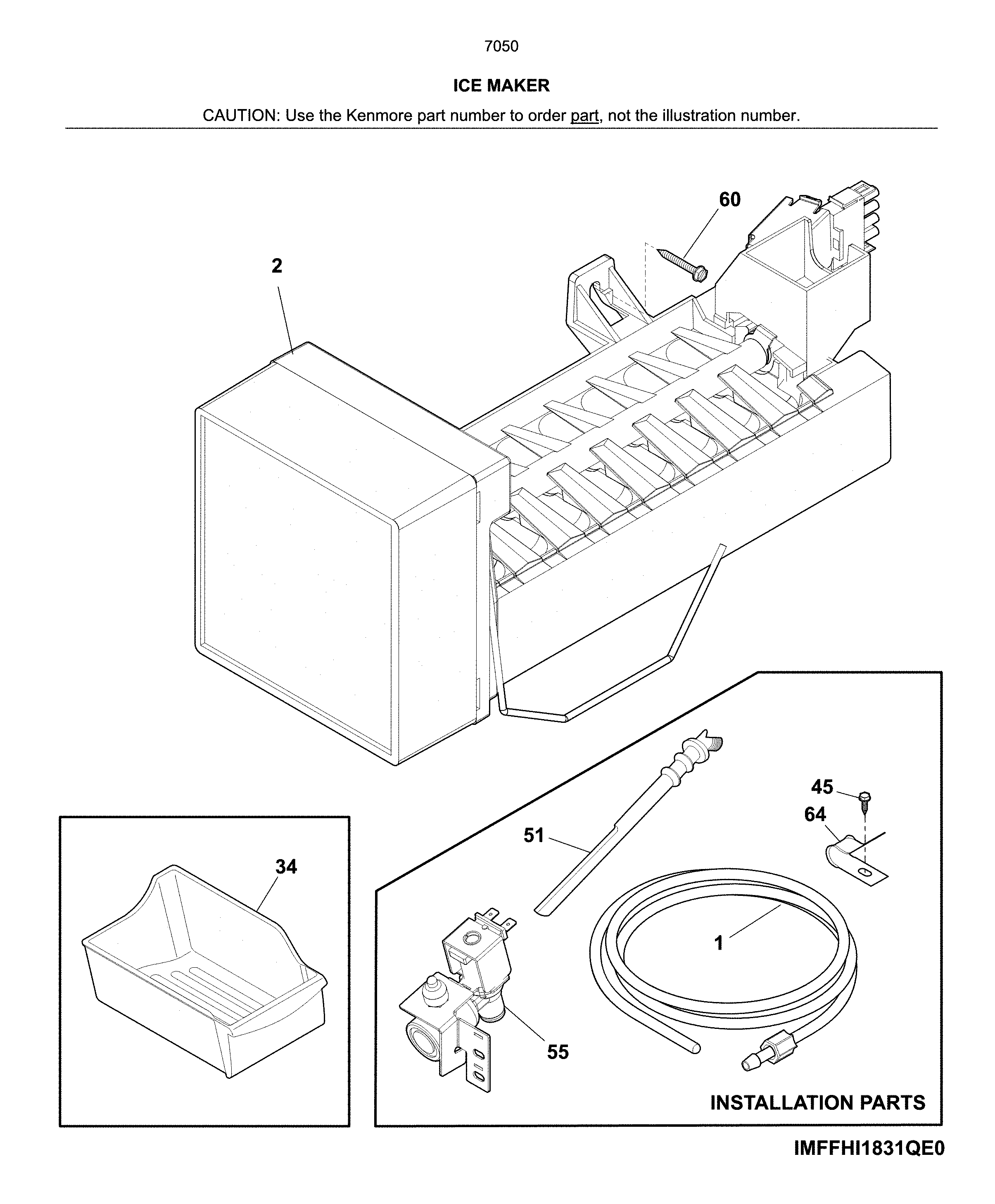 Kenmore 25370505618 ice maker diagram