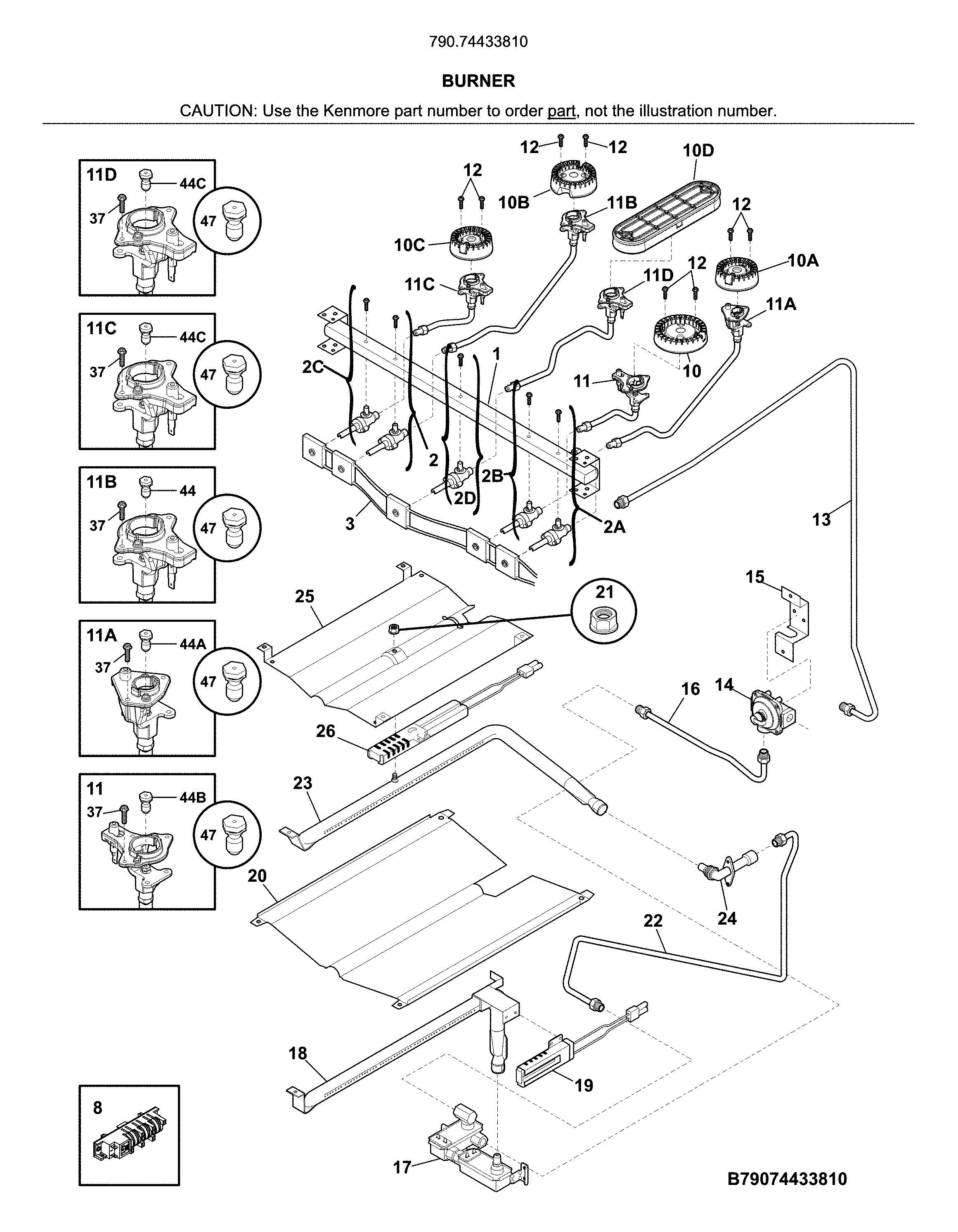 Kenmore 79074433810 burner diagram