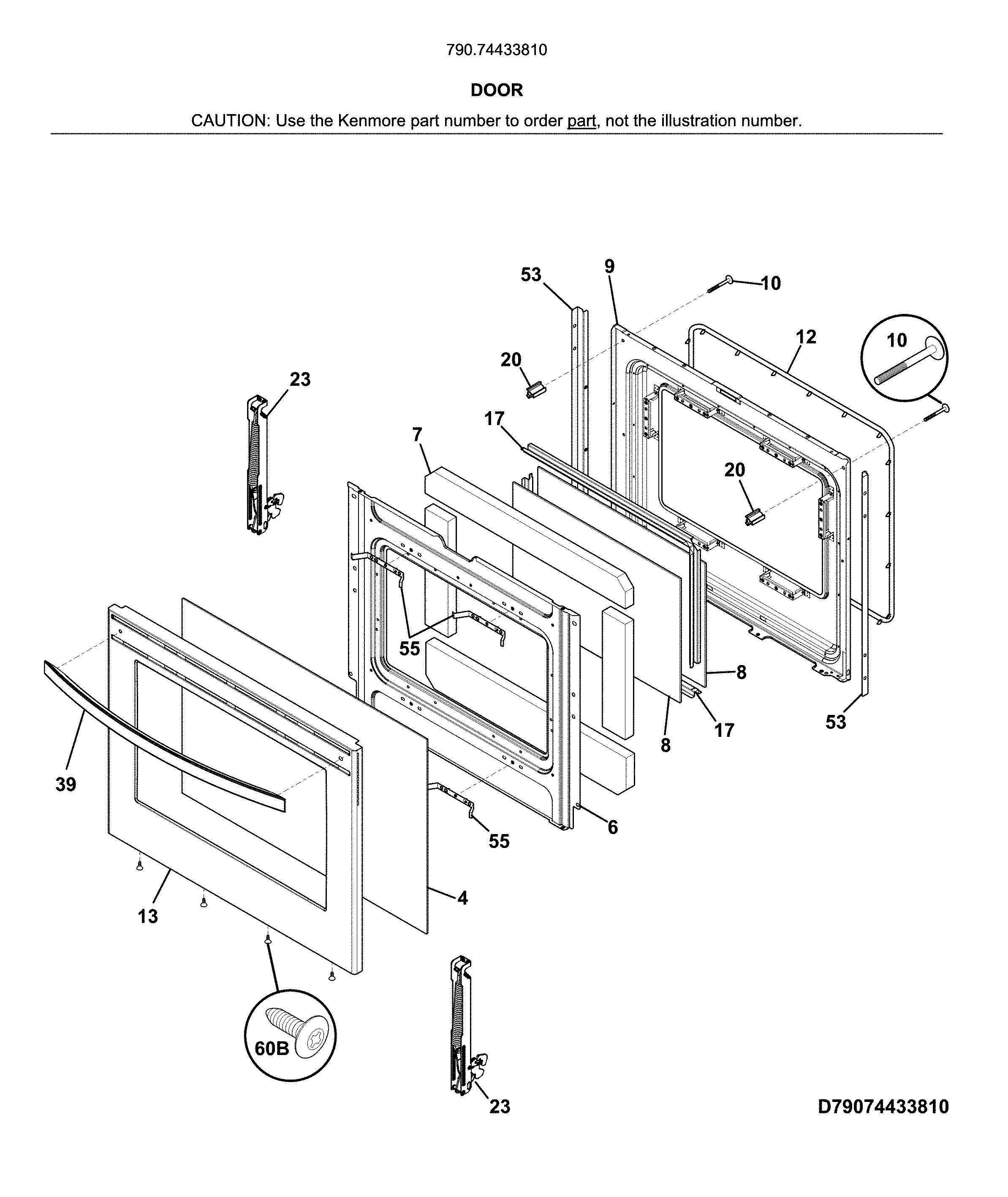 Kenmore 79074433810 door diagram