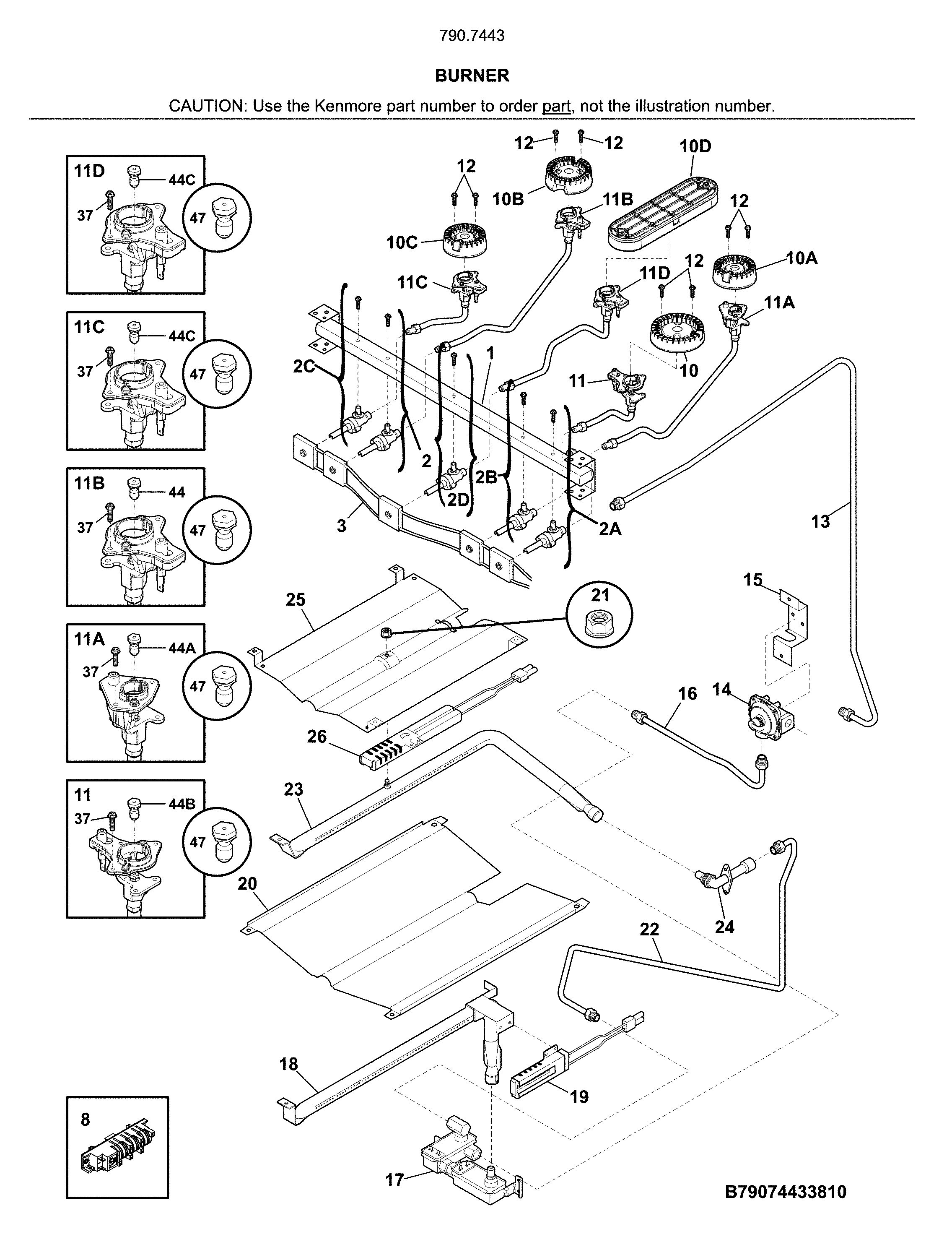 Kenmore 79074439810 burner diagram