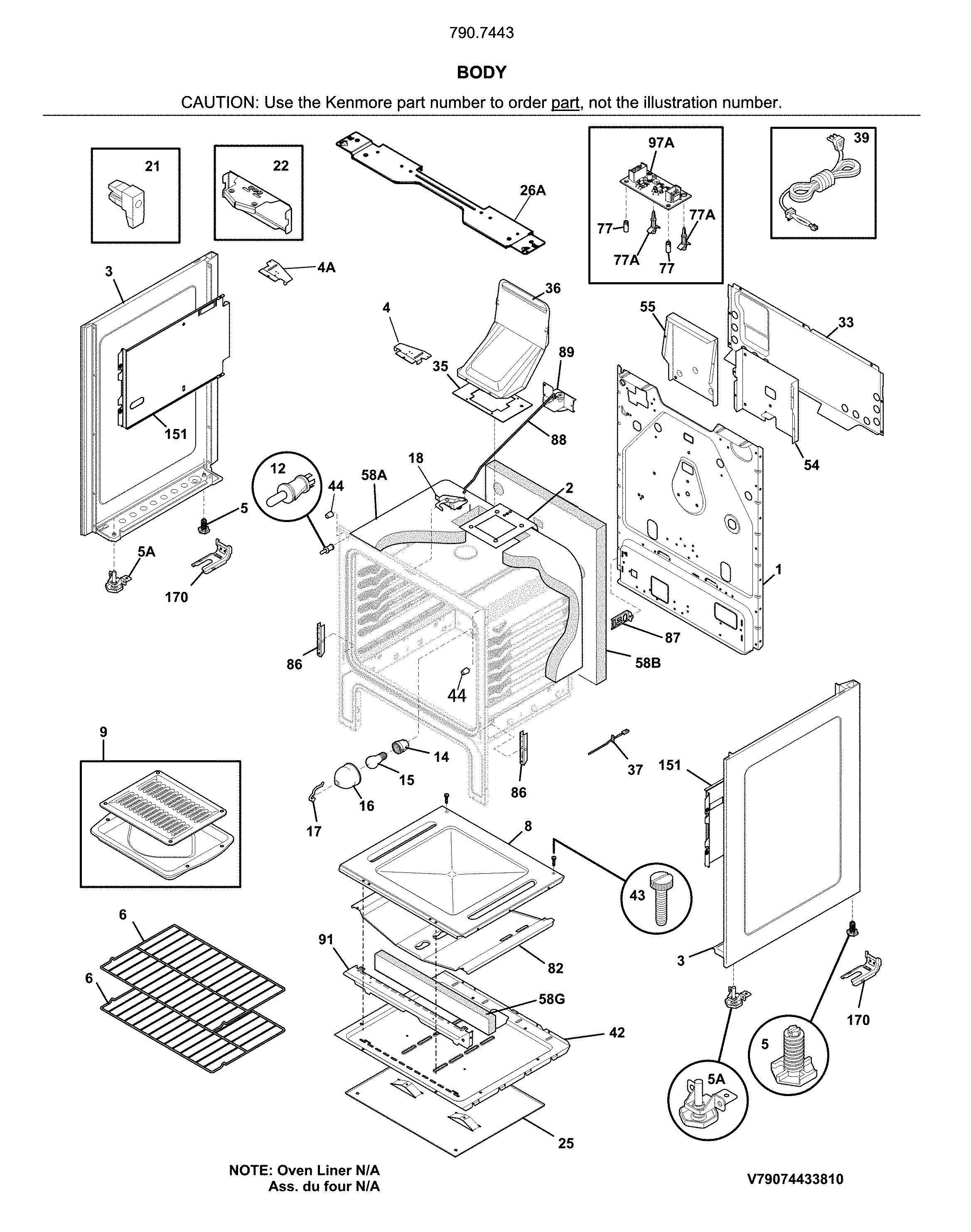 Kenmore 79074439810 body diagram