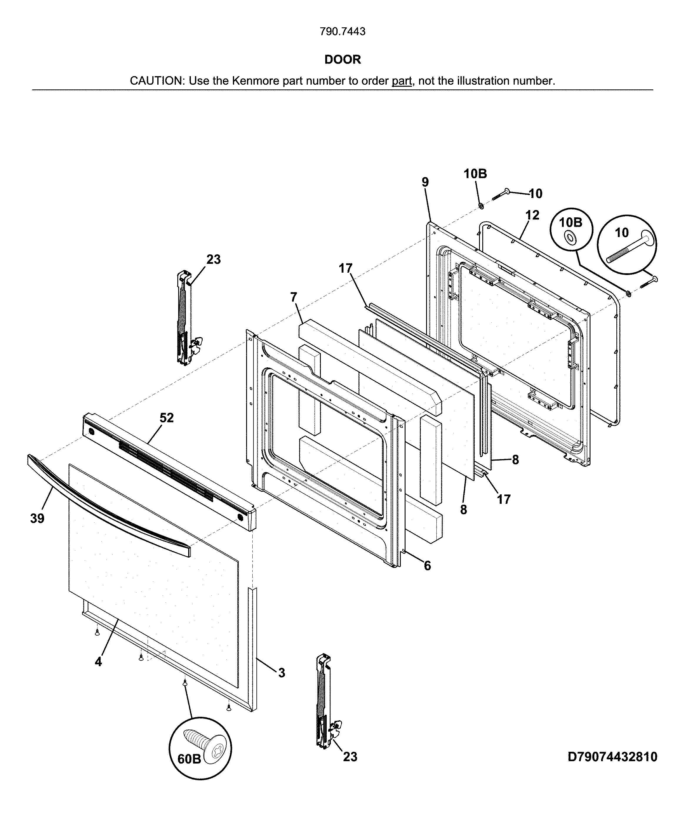 Kenmore 79074439810 door diagram