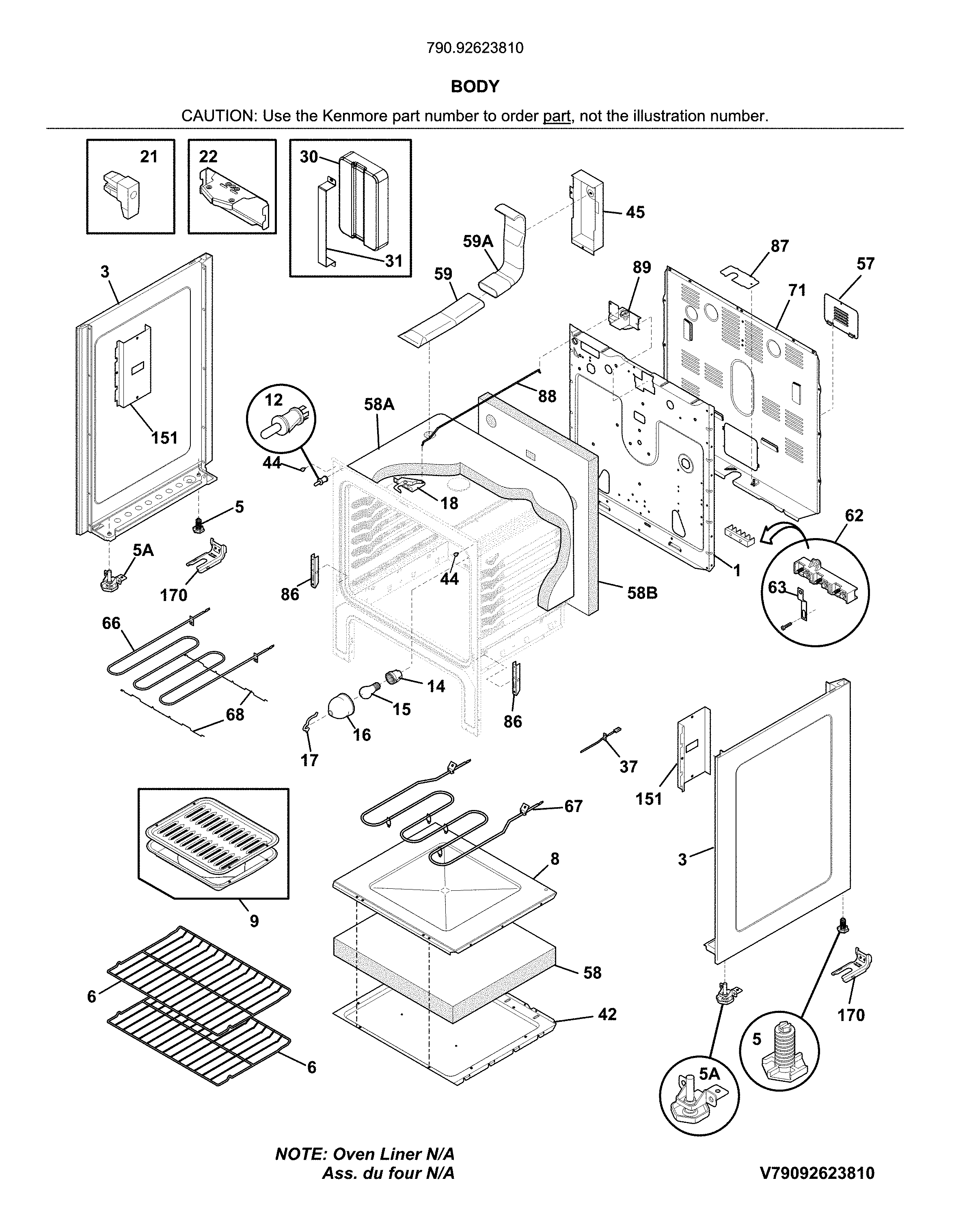Kenmore 79092623810 body diagram