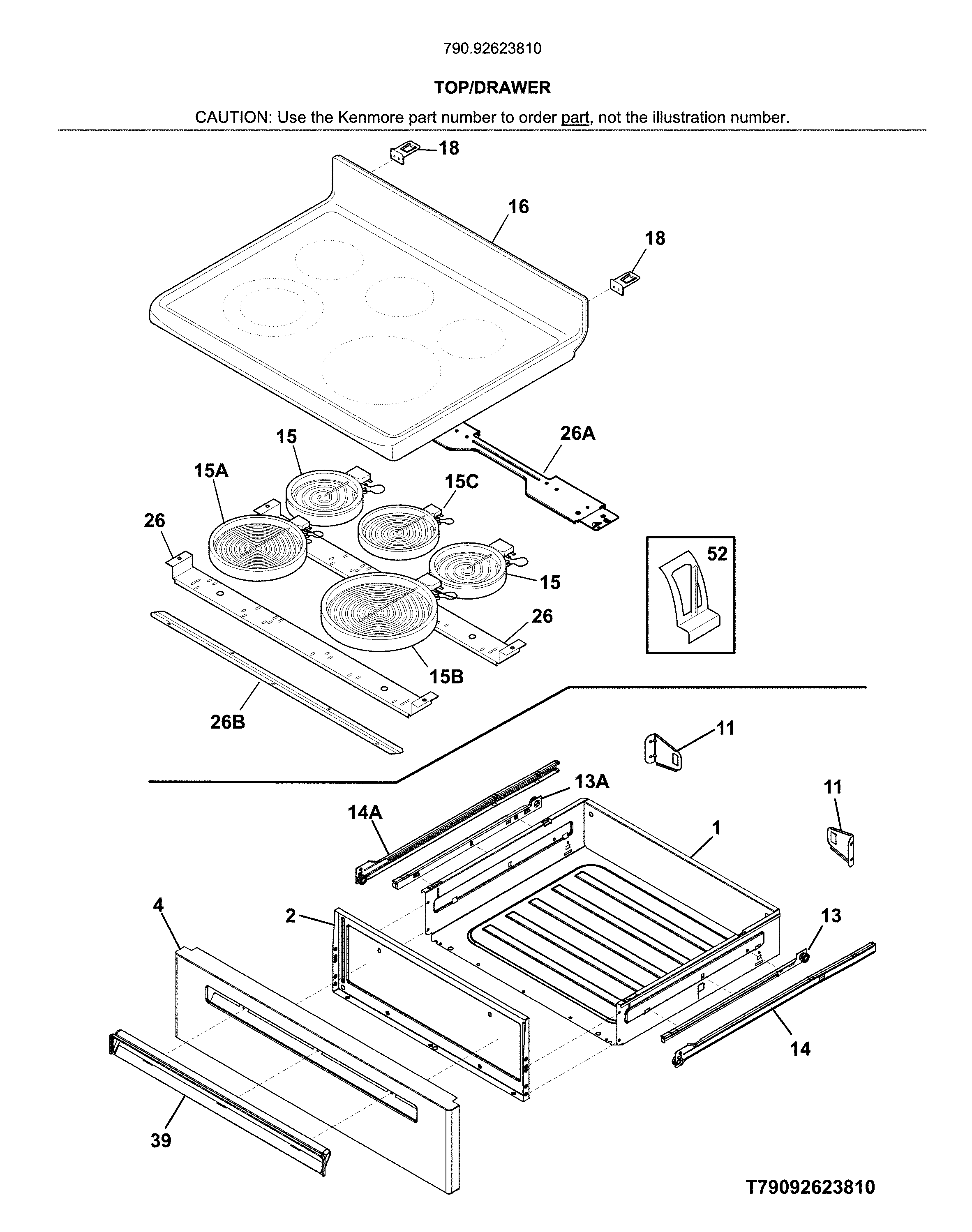 Kenmore 79092623810 top/drawer diagram