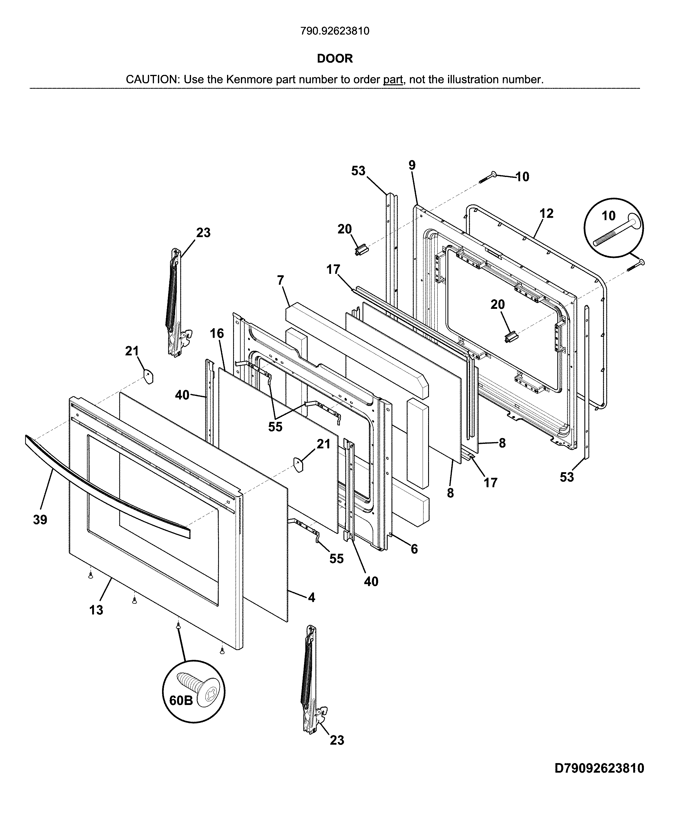 Kenmore 79092623810 door diagram