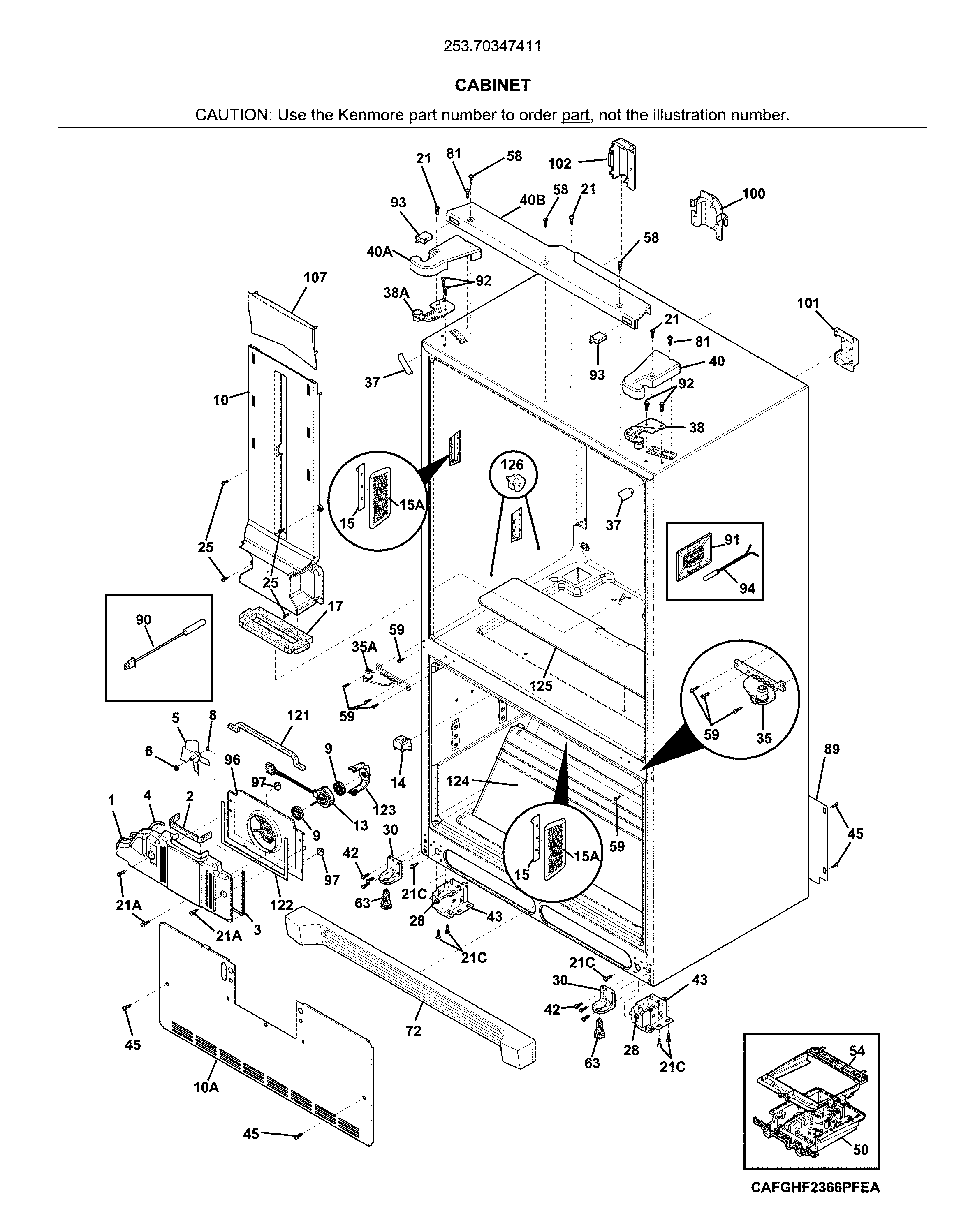 Kenmore 25370347411 cabinet diagram