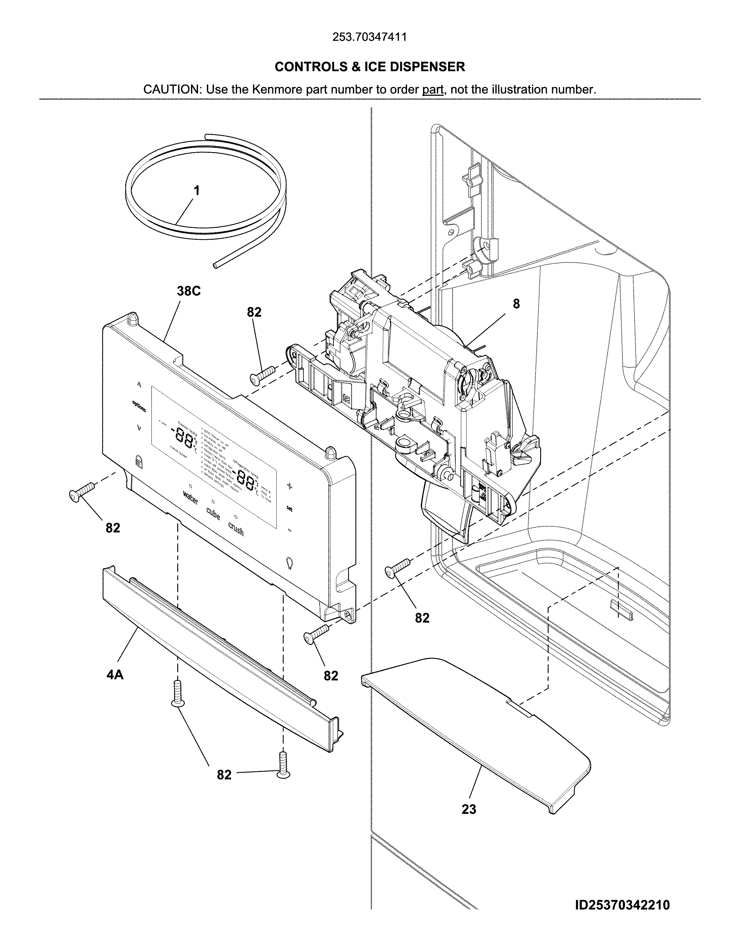 Kenmore 25370347411 dispenser diagram
