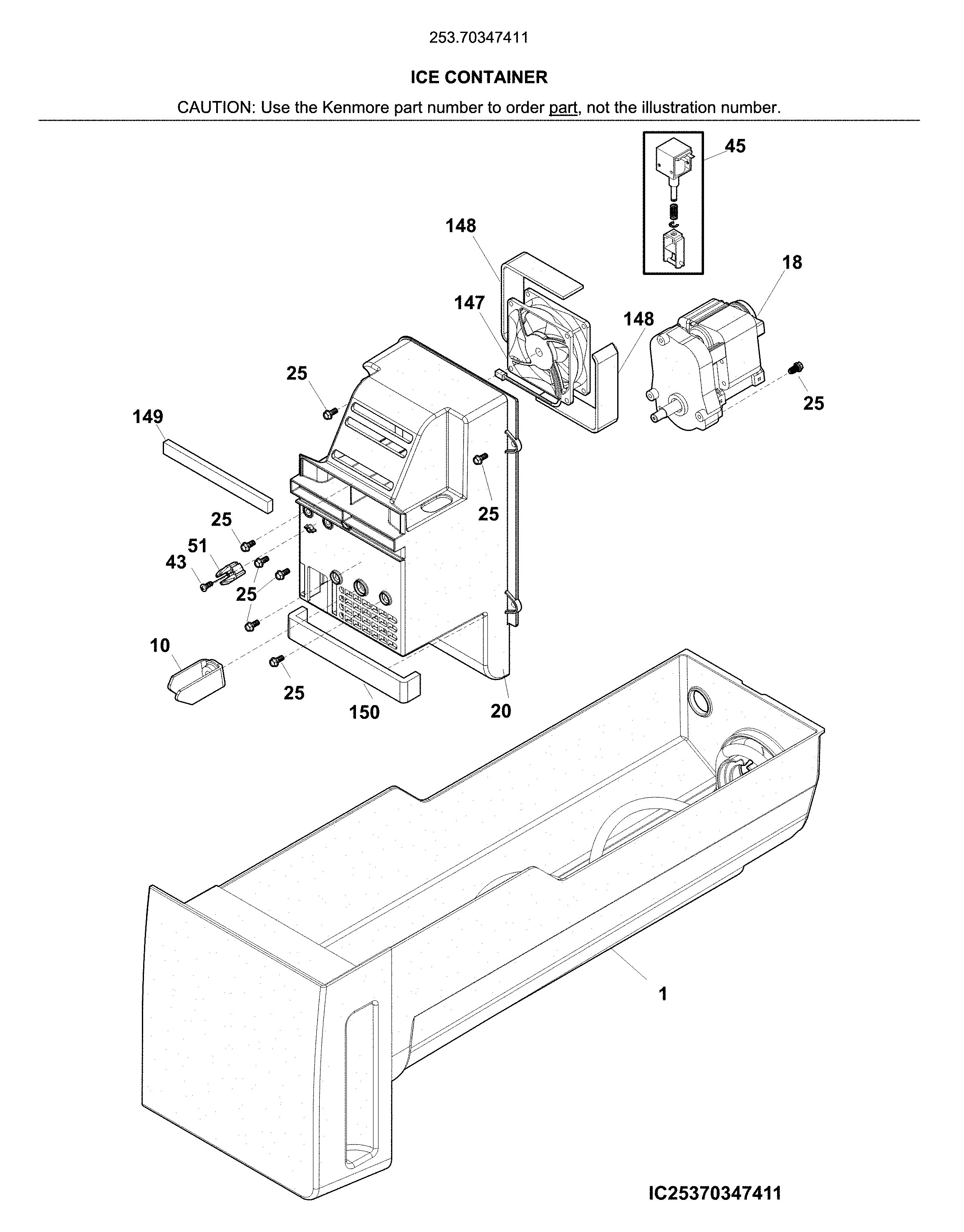 Kenmore 25370347411 container diagram