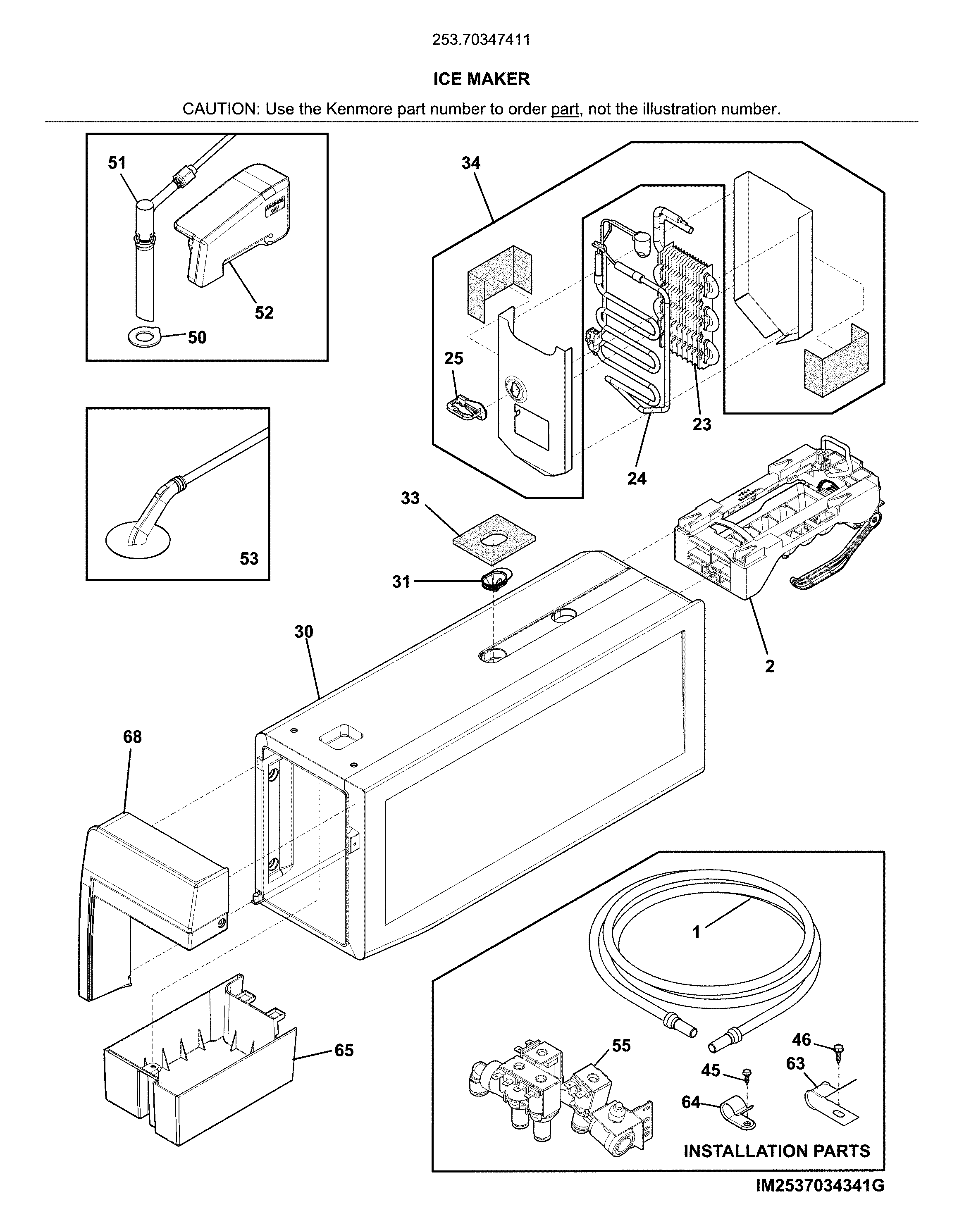 Kenmore 25370347411 ice maker diagram