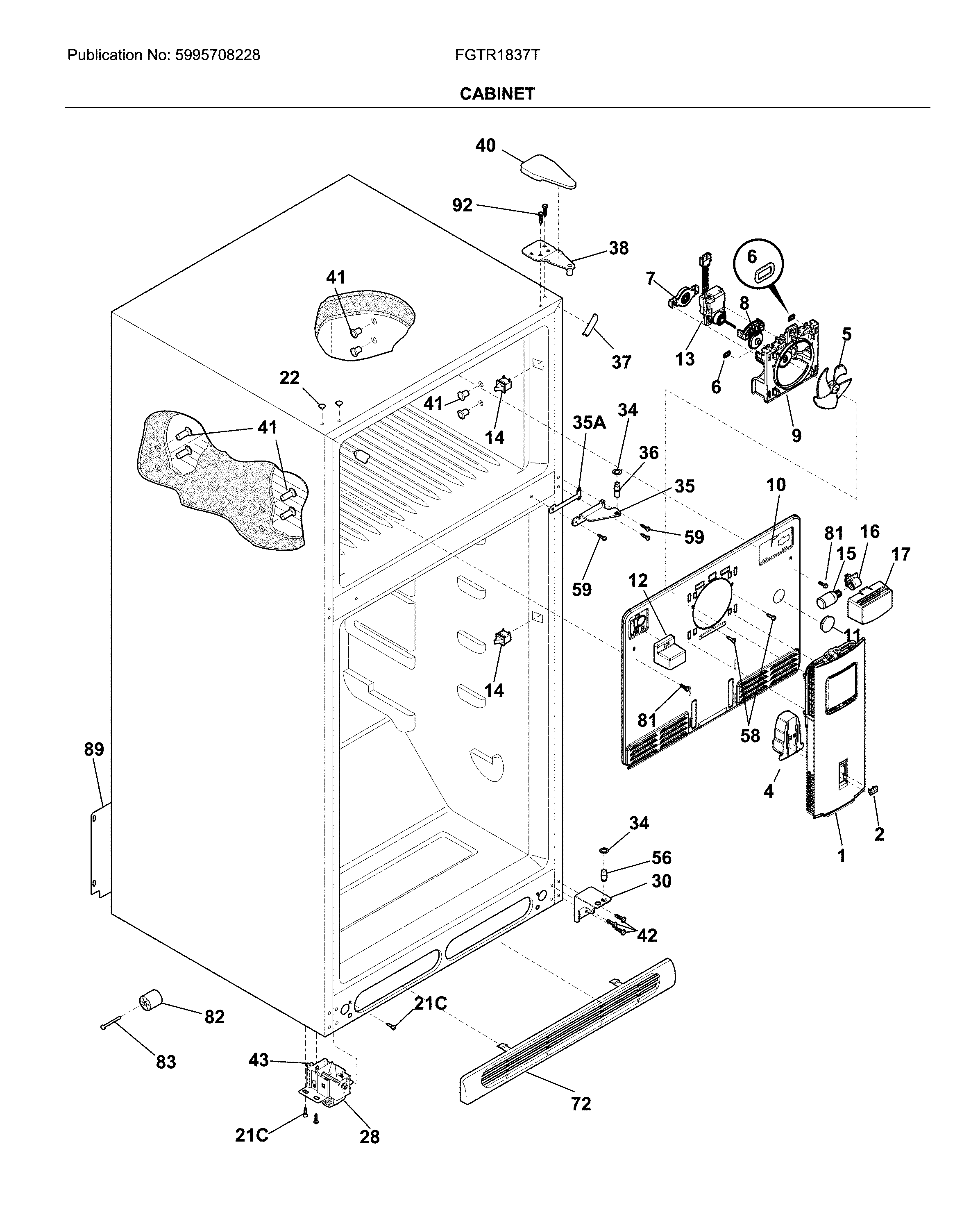 Frigidaire FGTR1837TE2 cabinet diagram