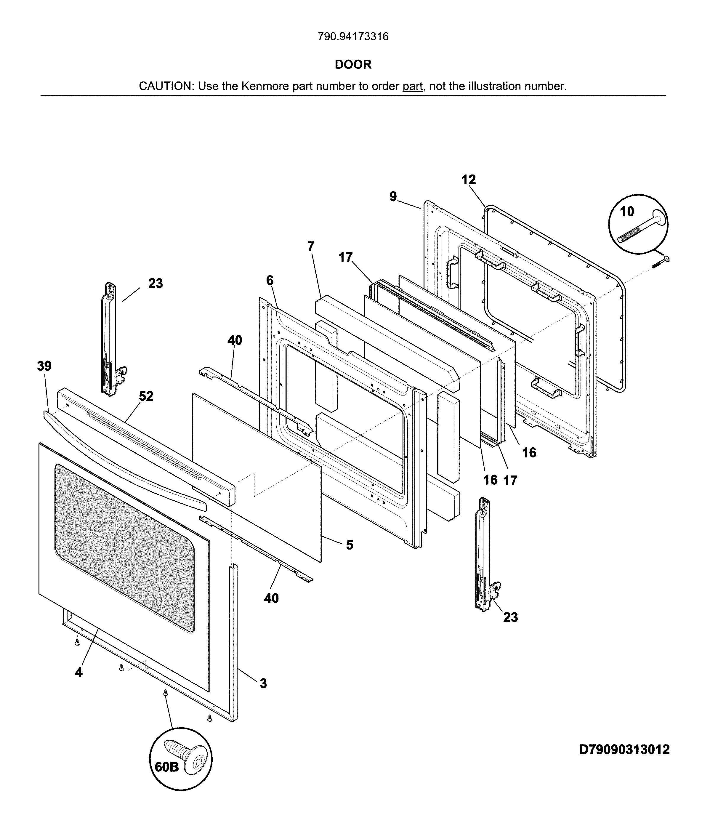 Kenmore 79094173316 door diagram