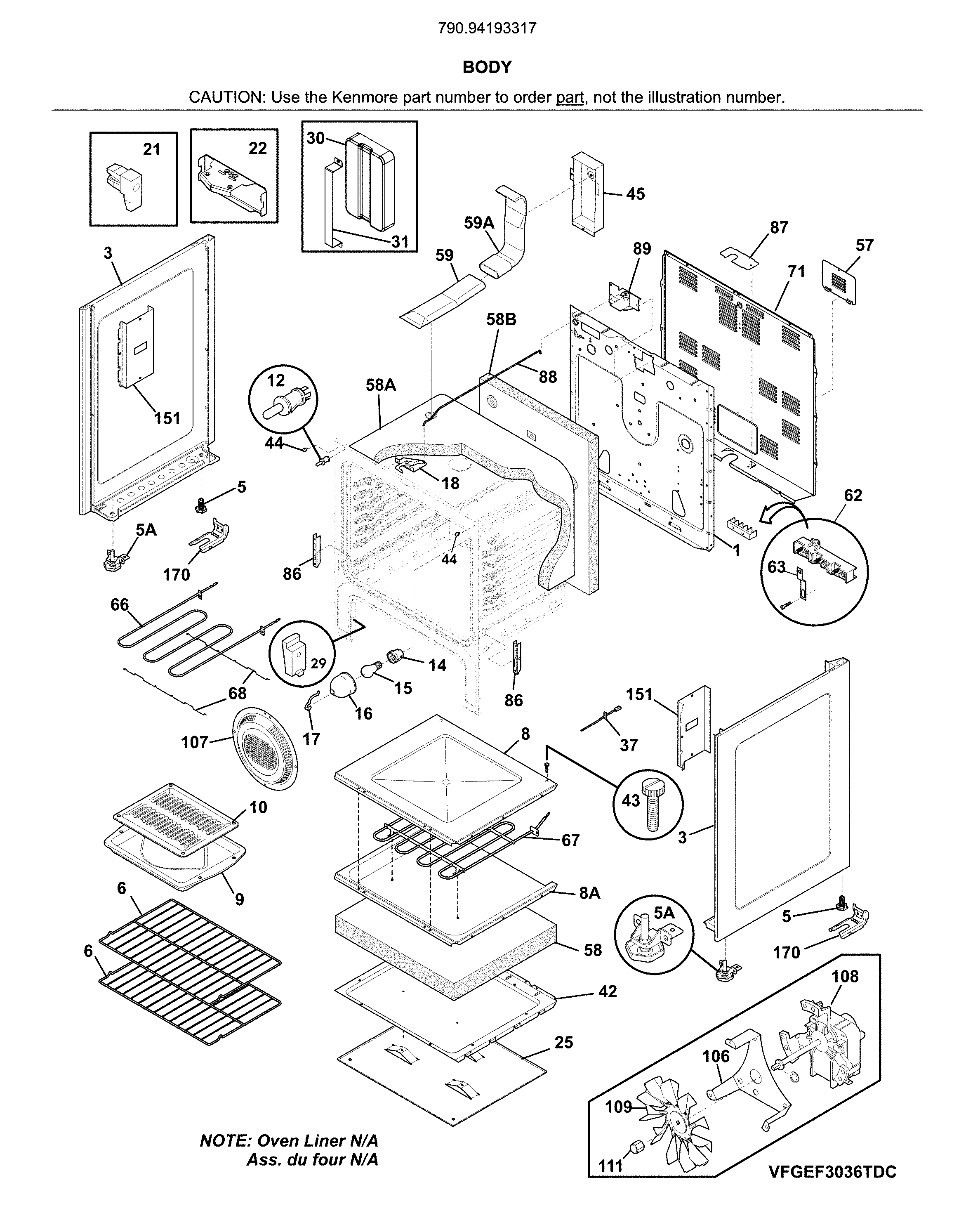 Kenmore 79094193317 body diagram