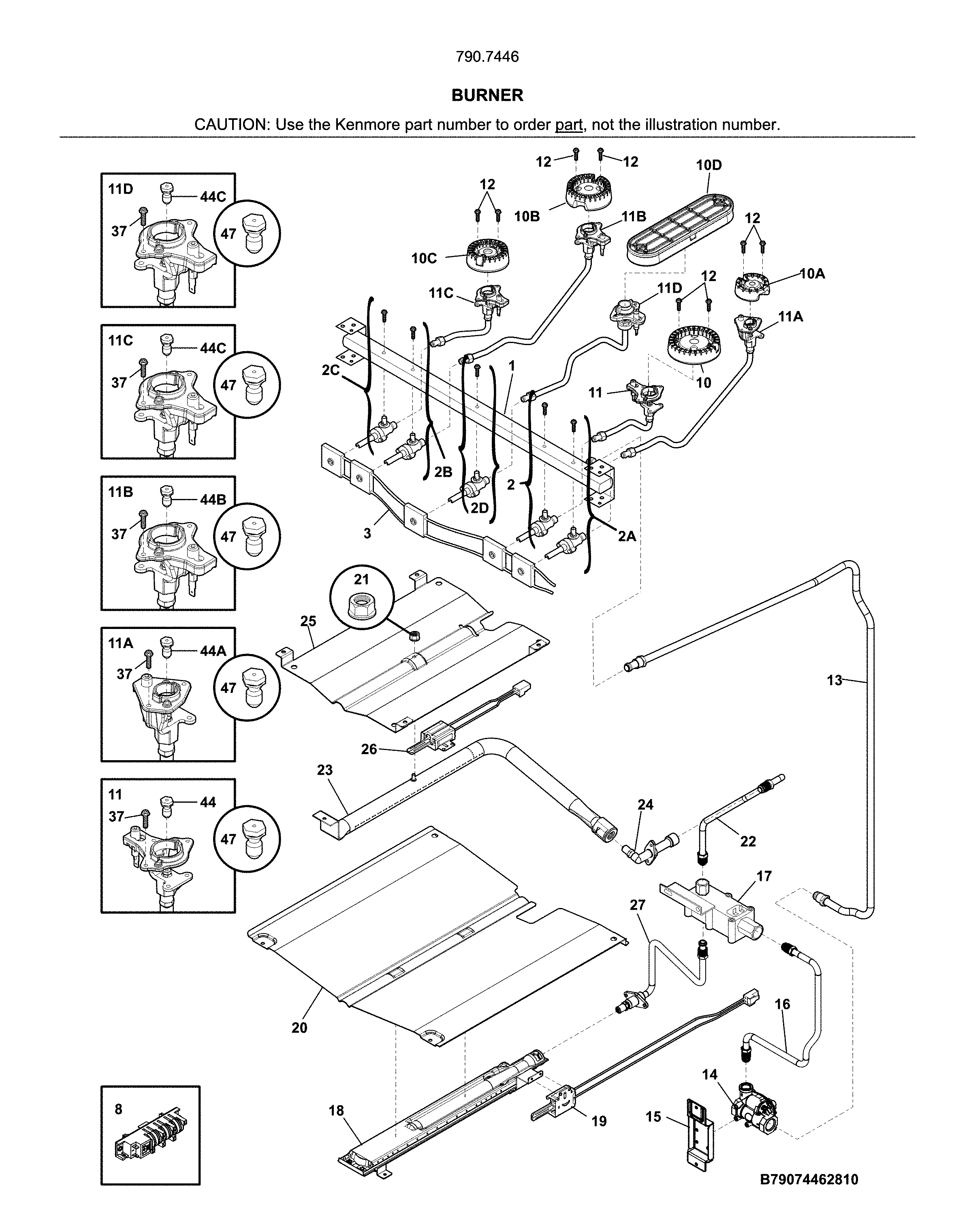Kenmore 79074463810 burner diagram