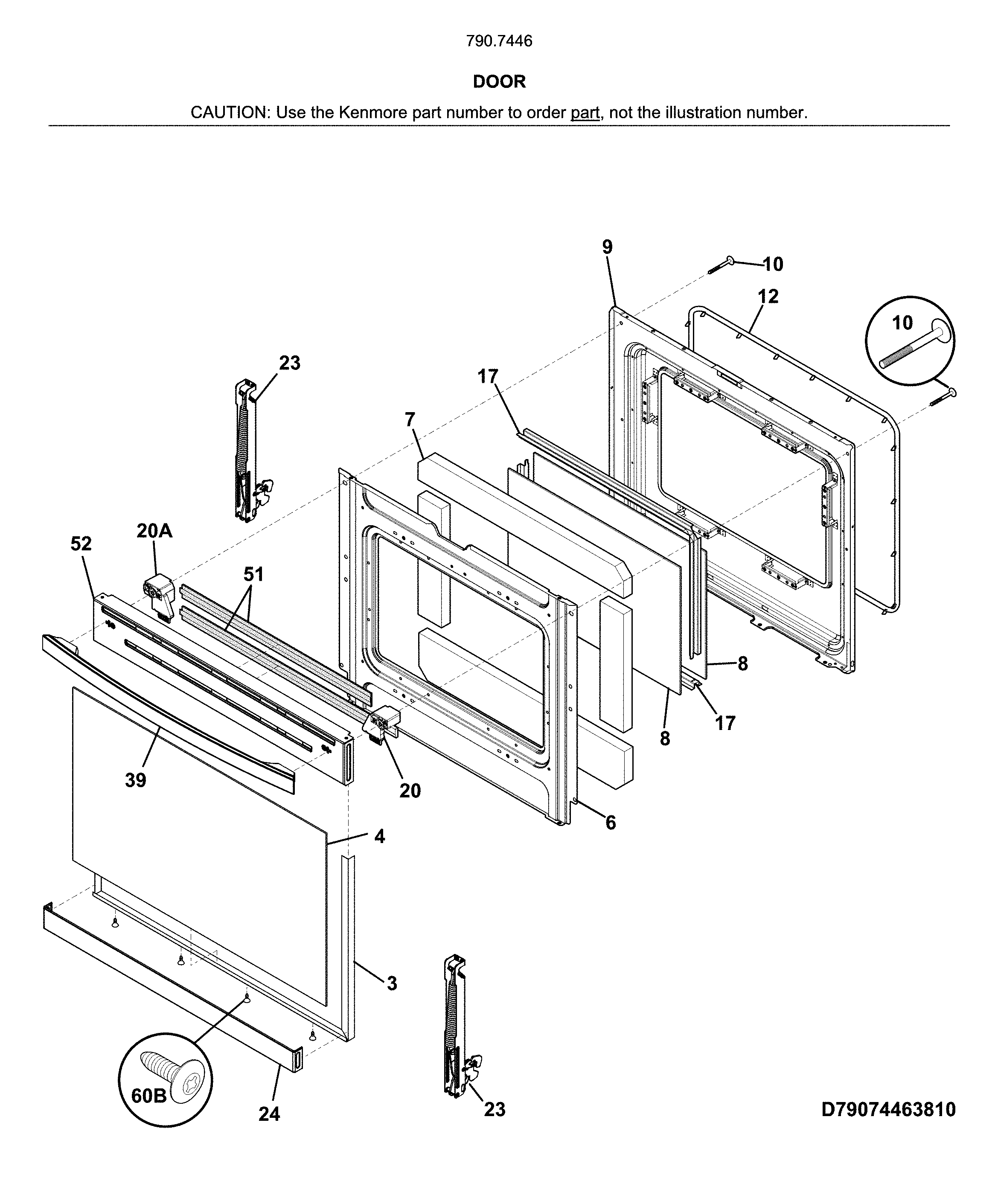 Kenmore 79074463810 door diagram
