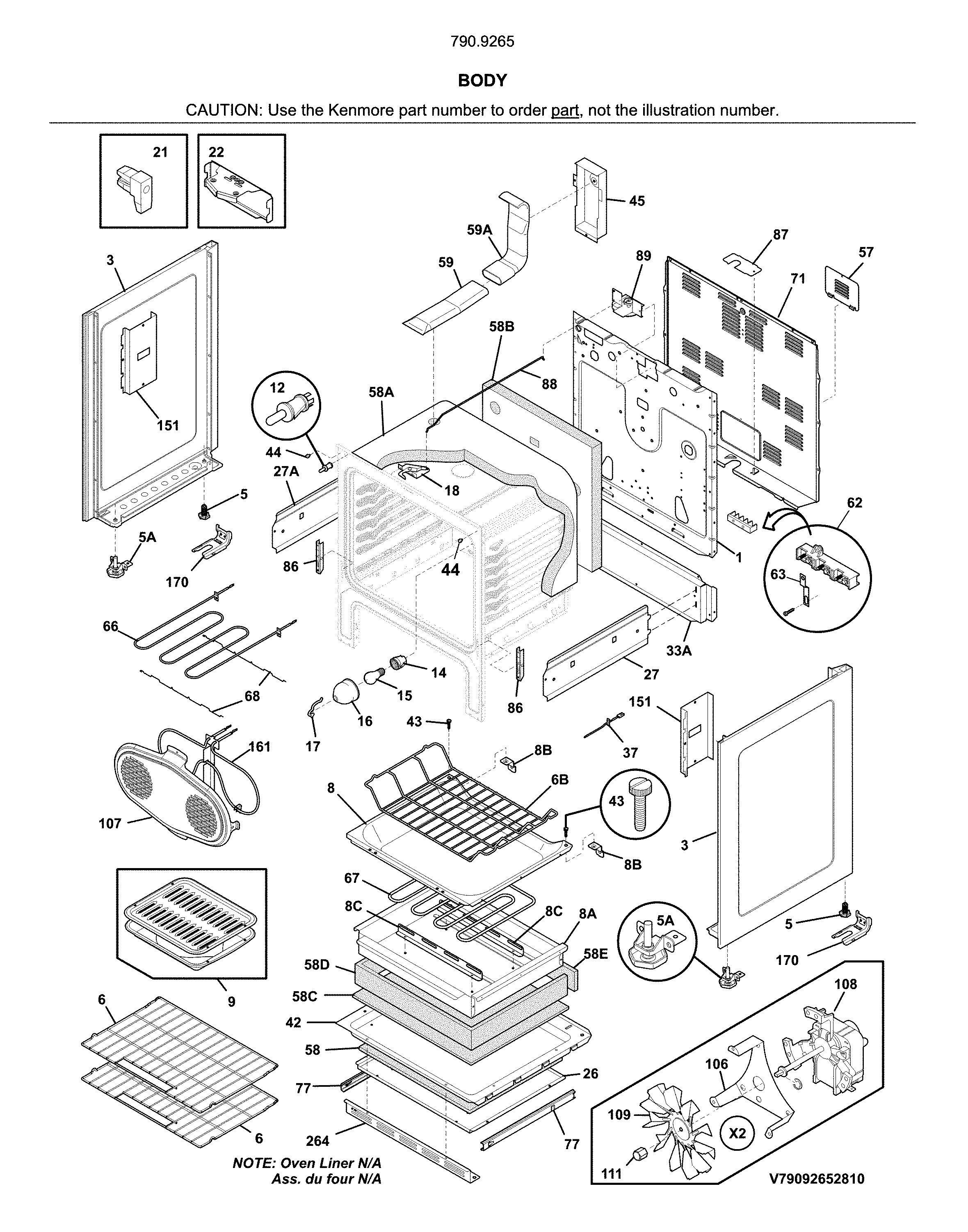 Kenmore Elite 79092659810 body diagram