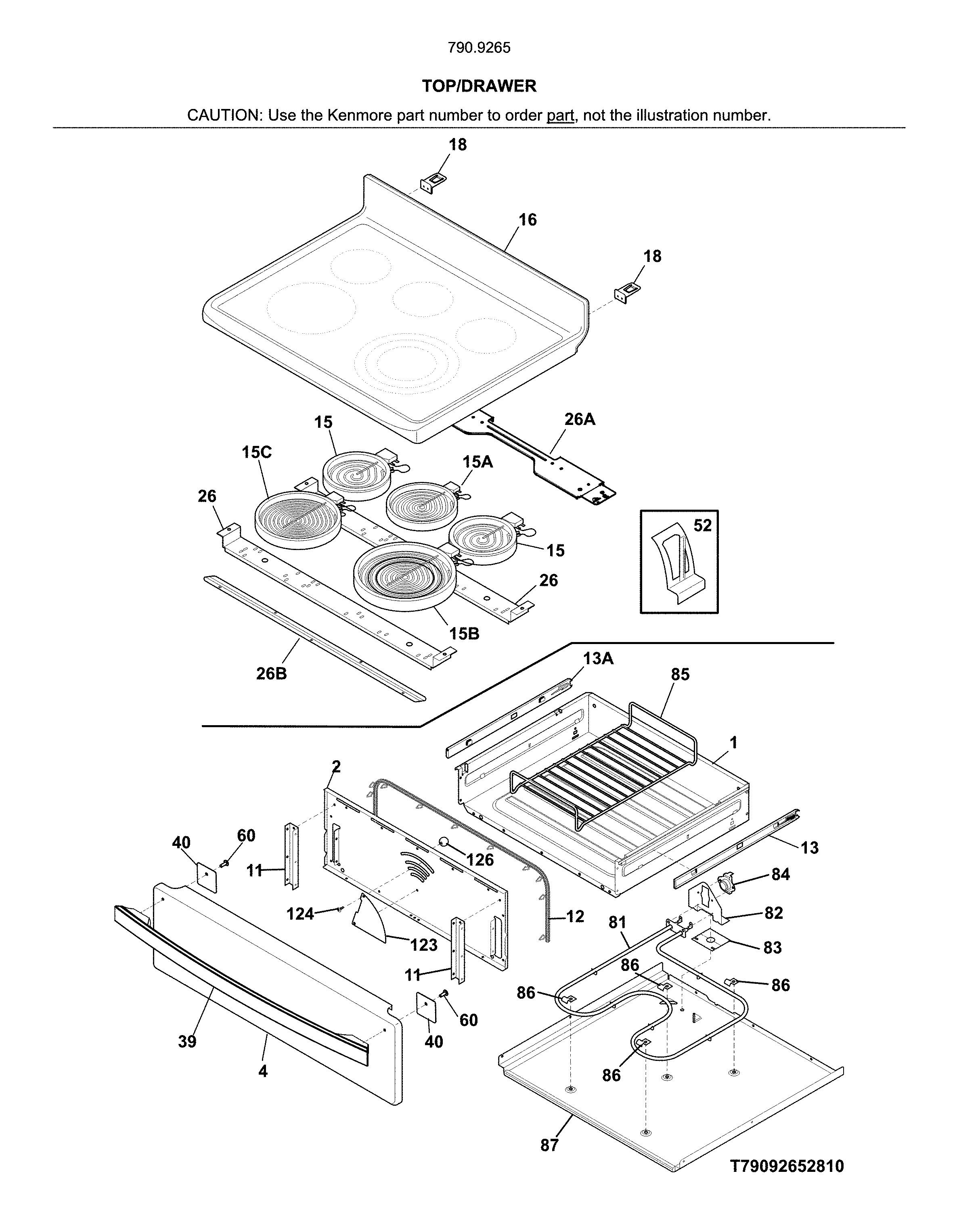 Kenmore Elite 79092659810 top/drawer diagram