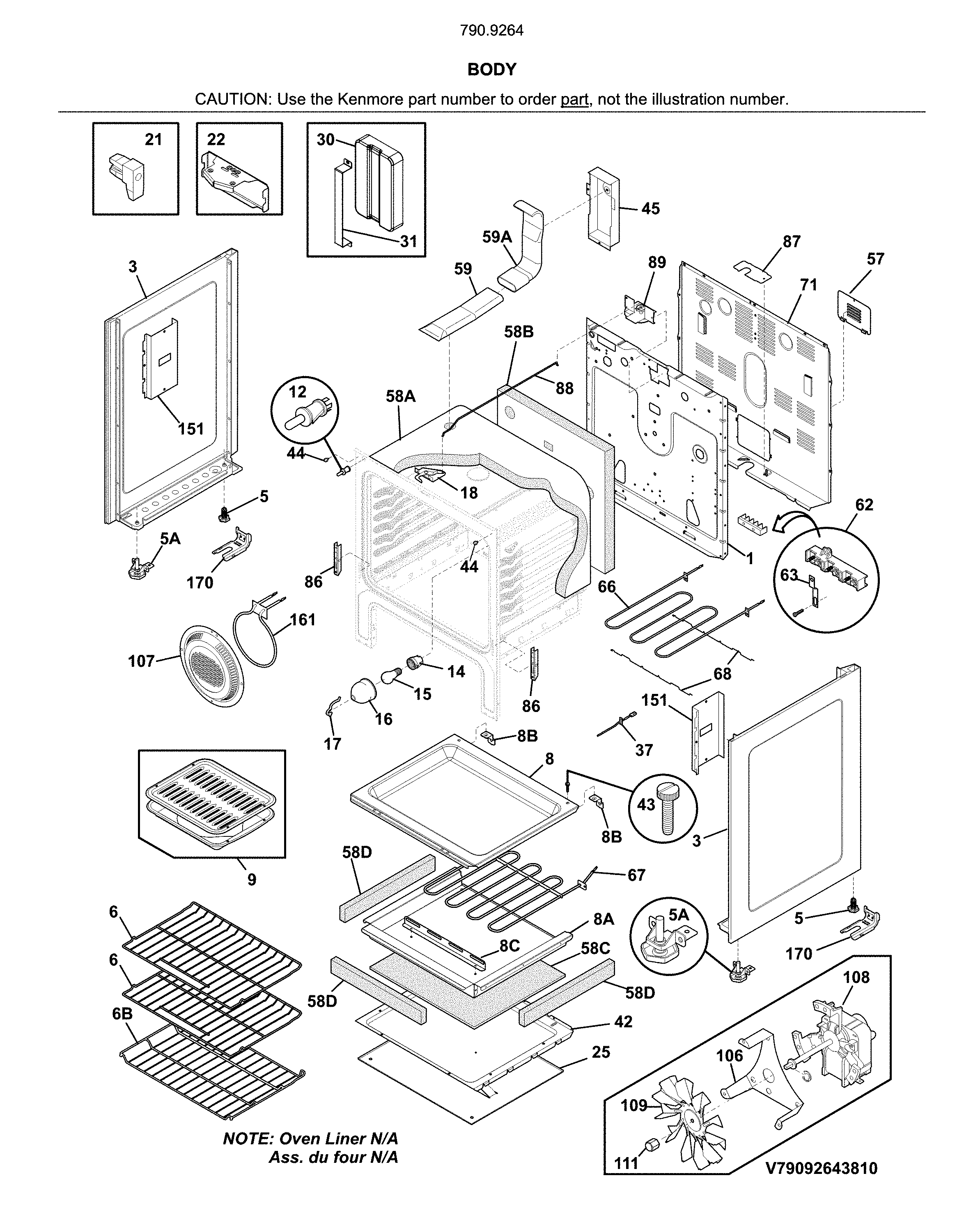 Kenmore 79092643810 body diagram